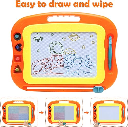 Miniatura 6 de Tablero magnético de dibujo para niñas y niños, tablero de dibujo borrable de 15 pulgadas para niños, colorido, educación, bocetos, juguetes