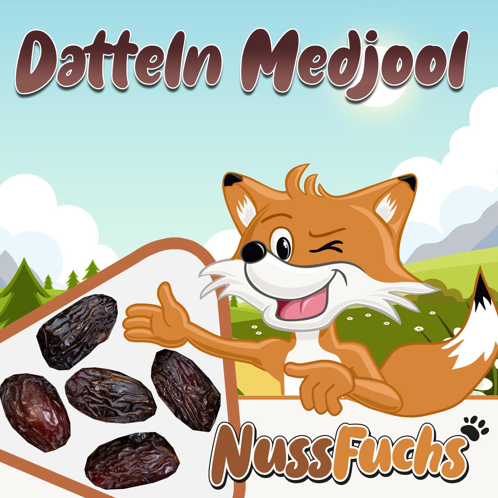 Datteln Medjoul 3kg im Eimer Natur mit Stein ungeschwefelt NussFuchs