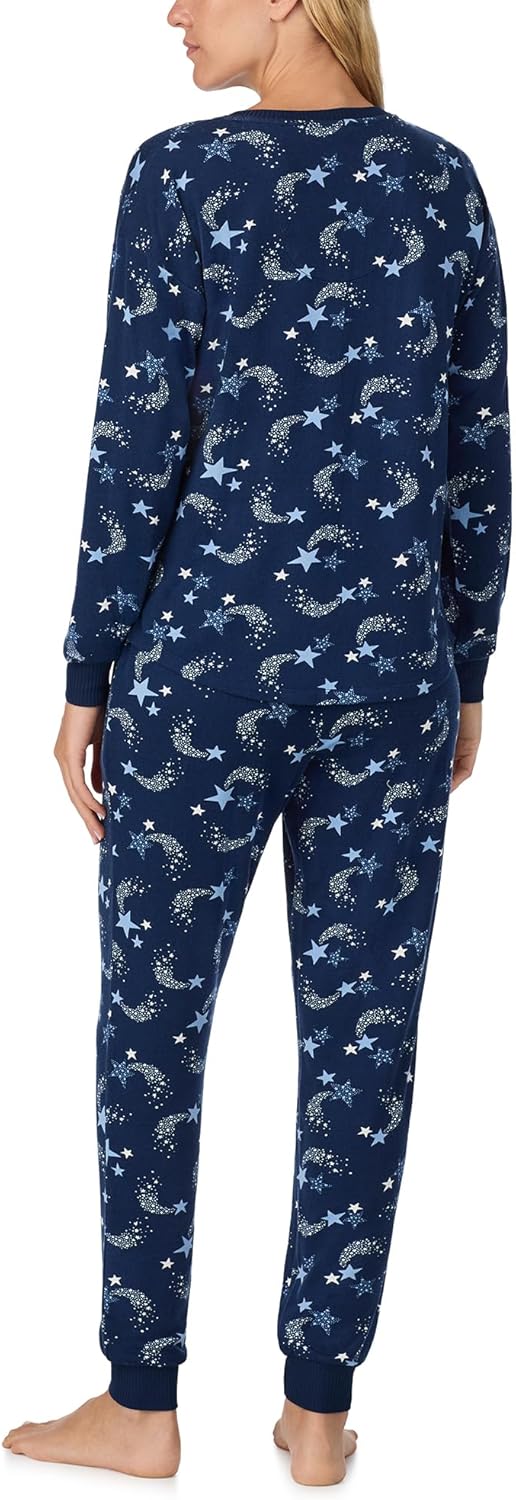 kate spade new york Women's 2-Piece Long Sleeve Henley Top & Jogger Pant Pajama Set, Brushed Cozy Soft Jersey, Ribbed Cuffs - Image 3