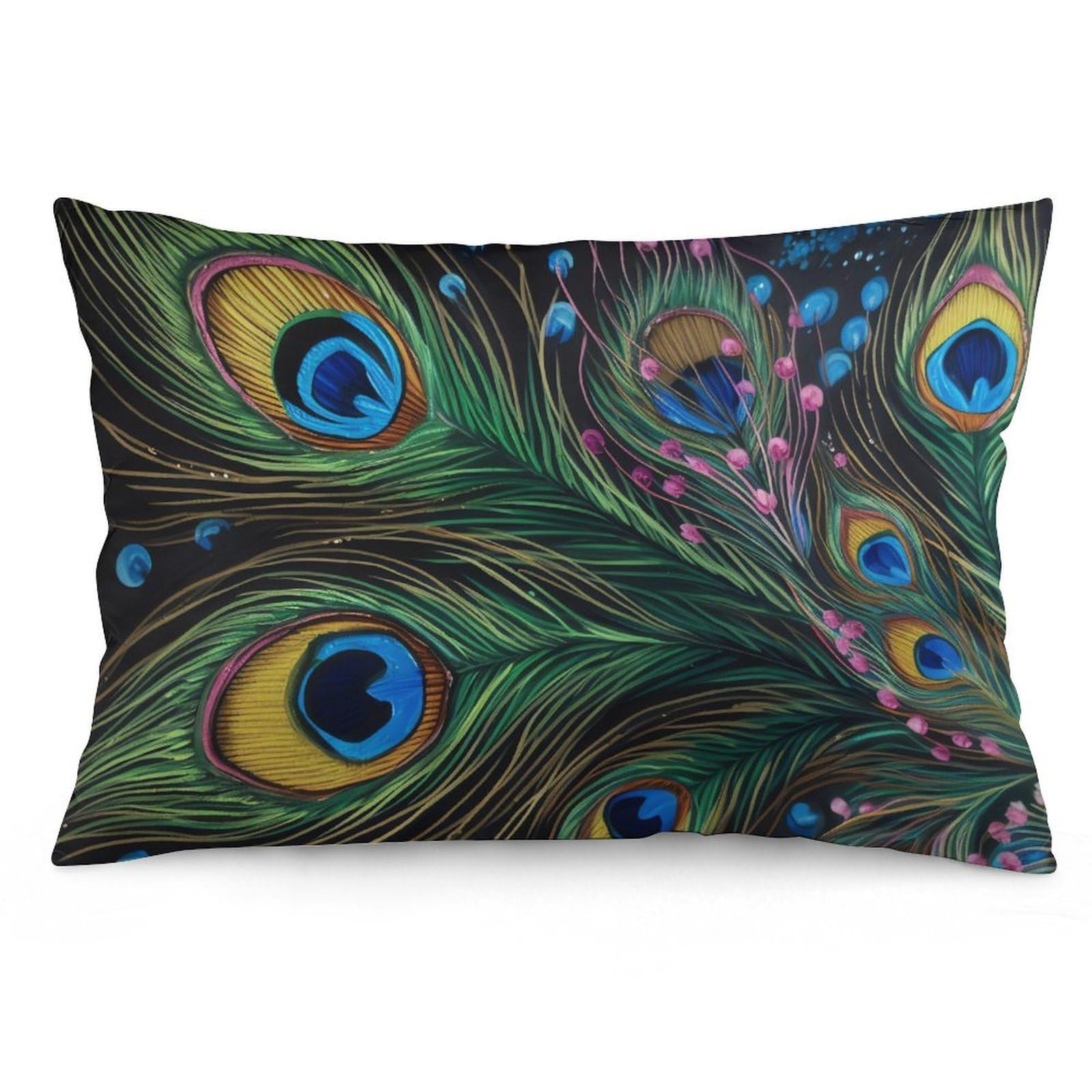 NTVOWPZO 2 Pack Decoration Throw Pillow Covers 16 "x24 Pillowcases Covers Peacock Feather Pillowcases Modern Farmhouse Home Decor Sofa Cushions Covers for Couch Bed Living Room