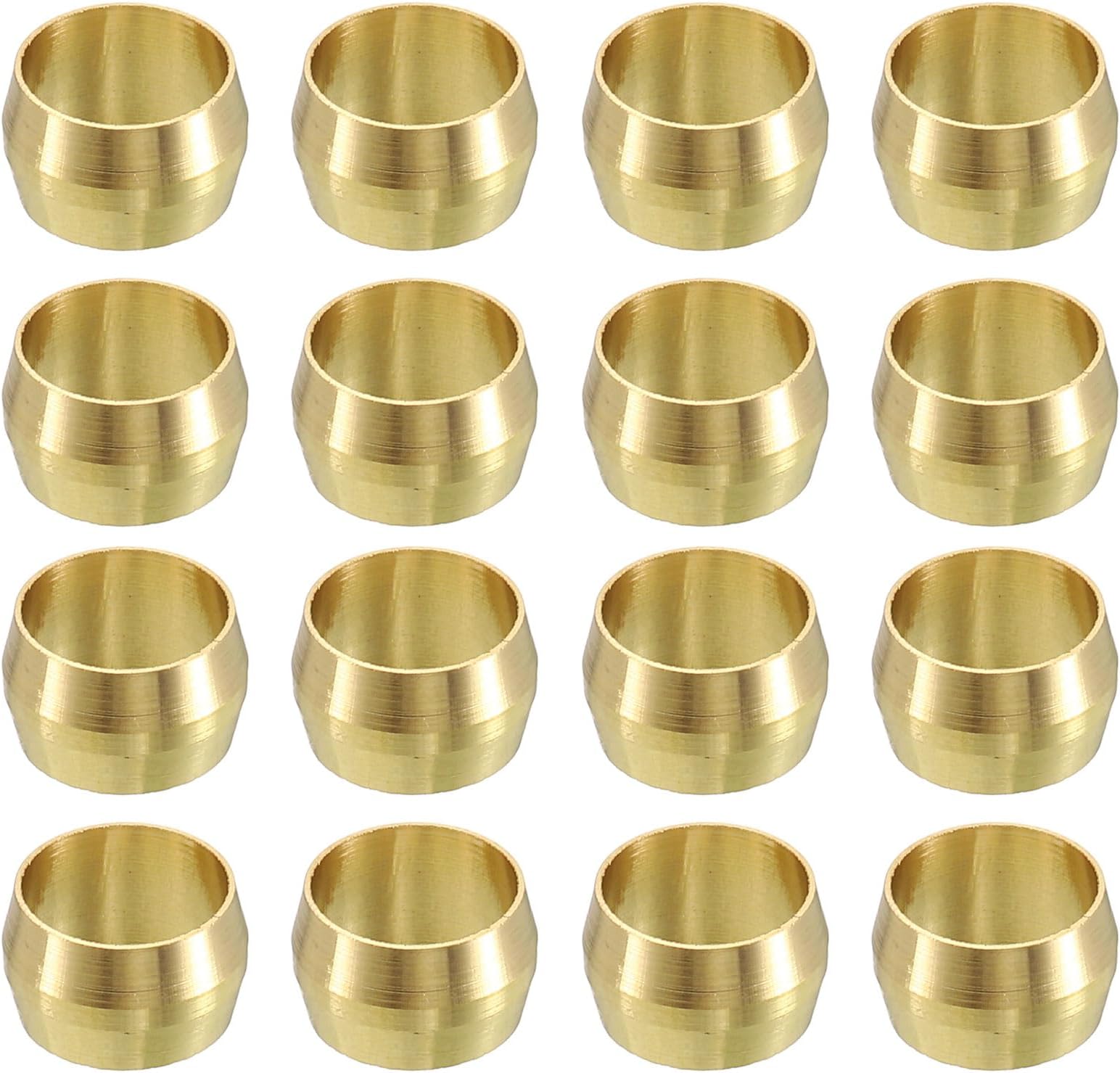 QUARKZMAN Pack of 30 Brass Compression Sleeves, 8 mm Tube Inner Diameter, Compression Fitting Assortment Kit, Suitable for Water, Oil Pipe
