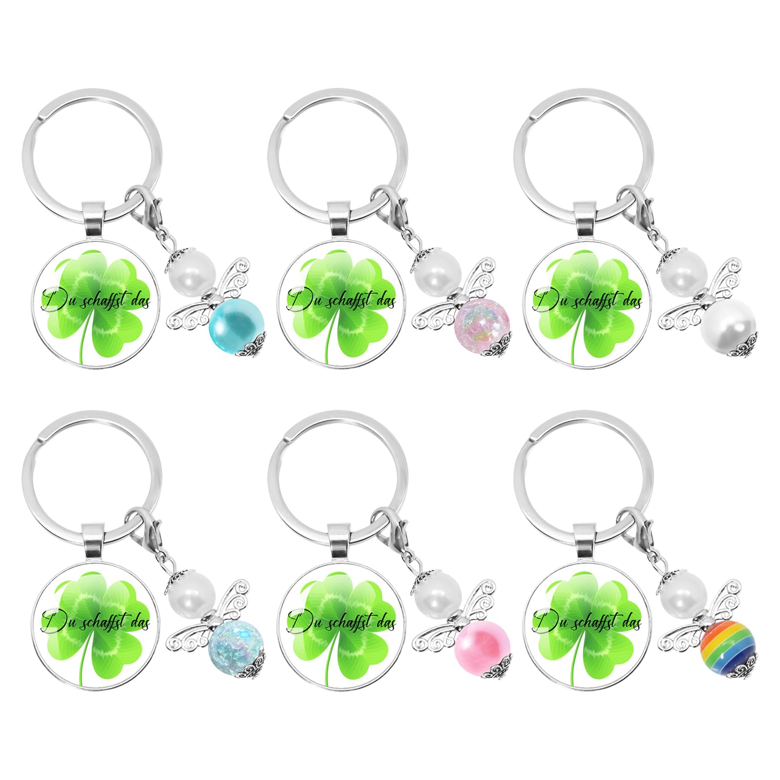 Keboyoe 6 Stück Glücksbringer Schlüsselanhänger Kleeblatt Glücksbringer Kleeblatt Schlüsselanhänger für Dankeschön Geschenke Mutmacher Viel Glück Geschenke für Damen Freund Kollegen Frauen