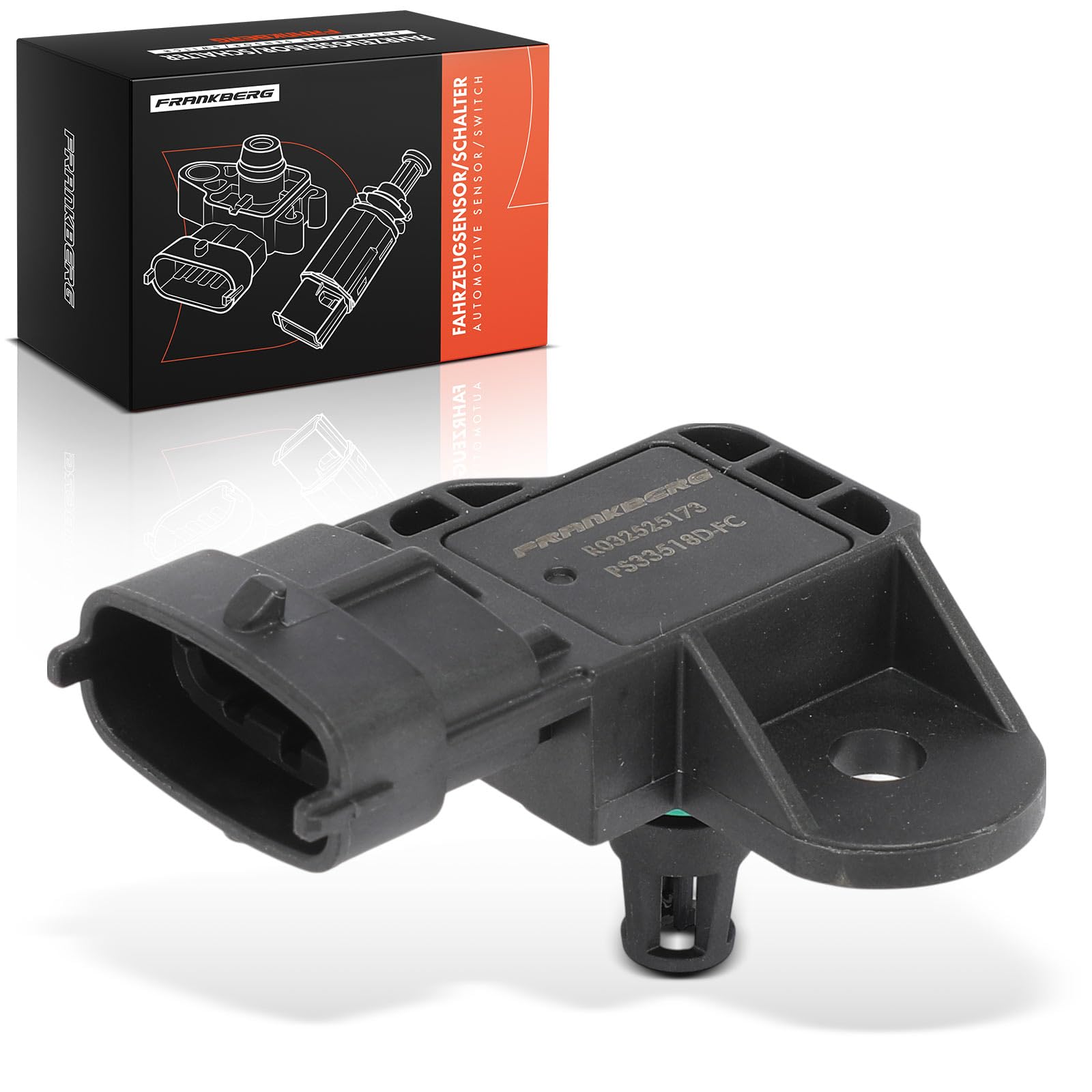 Frankberg Sensore pressione differenziale Pressione gas di scarico 4-Poli Compatibile con 500 312 Punto Evo 199 169 Punto Furgone/Compatto 188 Idea 350 Replace# 46533518
