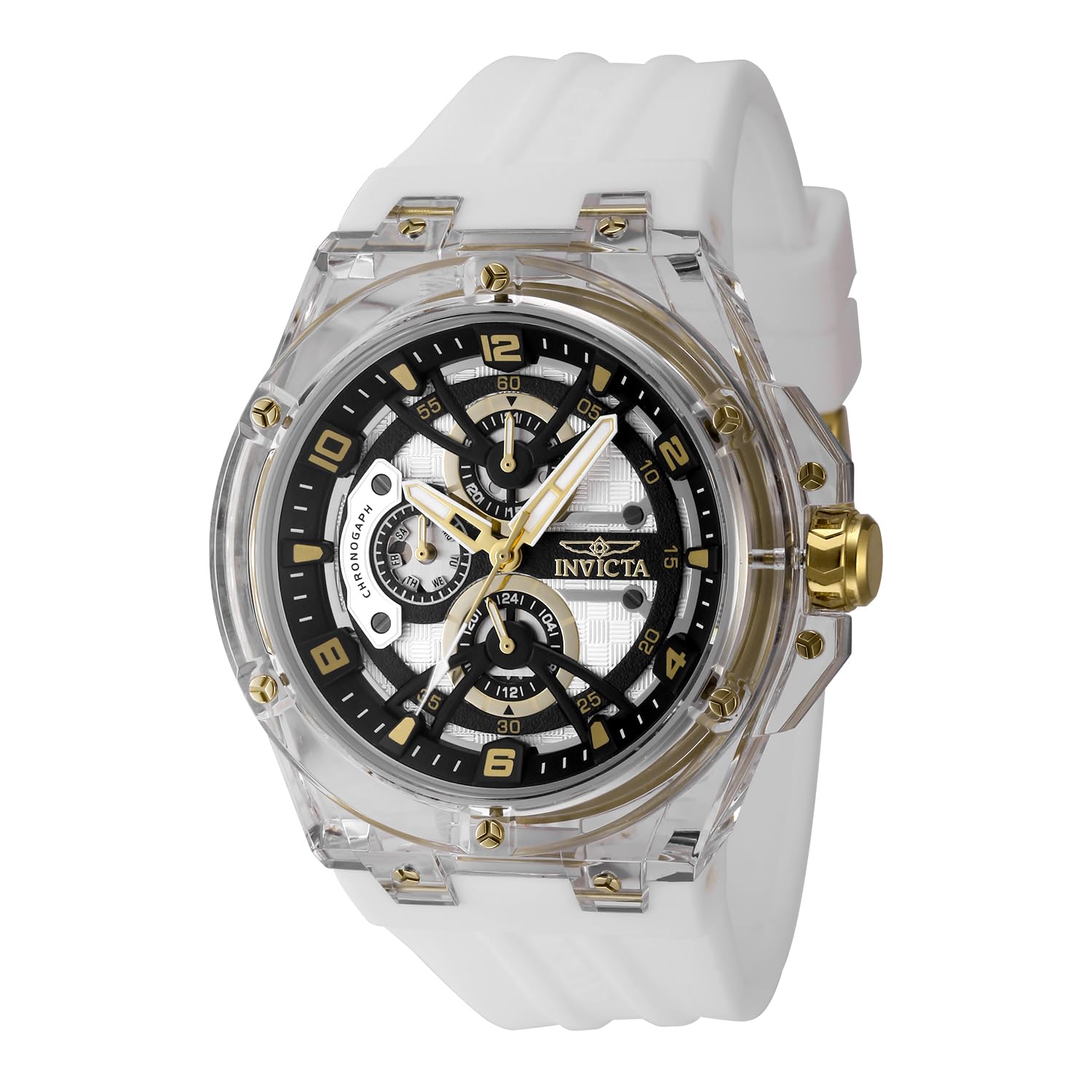 Invicta Racing Men 46mm Plastic White Silver dial VH67 Quartz