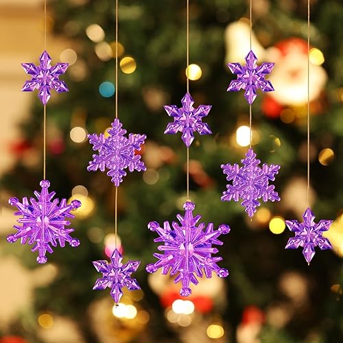 Miniatura 5 de Boao 35 piezas de adornos de copos de nieve de cristal acrílico, colgante de árbol de Navidad, decoración temática de nieve de copo de nieve de