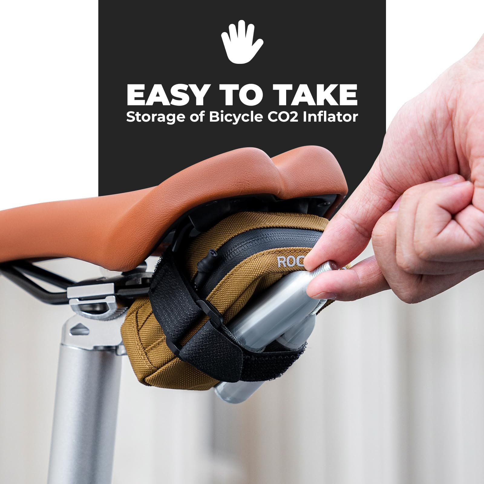 ROCKBROS Sacoche de Selle Vélo Arrière Mini Sac de Queue 0,35L Rangement Gonfleur de CO2 pour Vélo Sac de Siège Réfléchissant Sangle Scratch Universel Léger pour Cyclisme VTT Scooter Noir