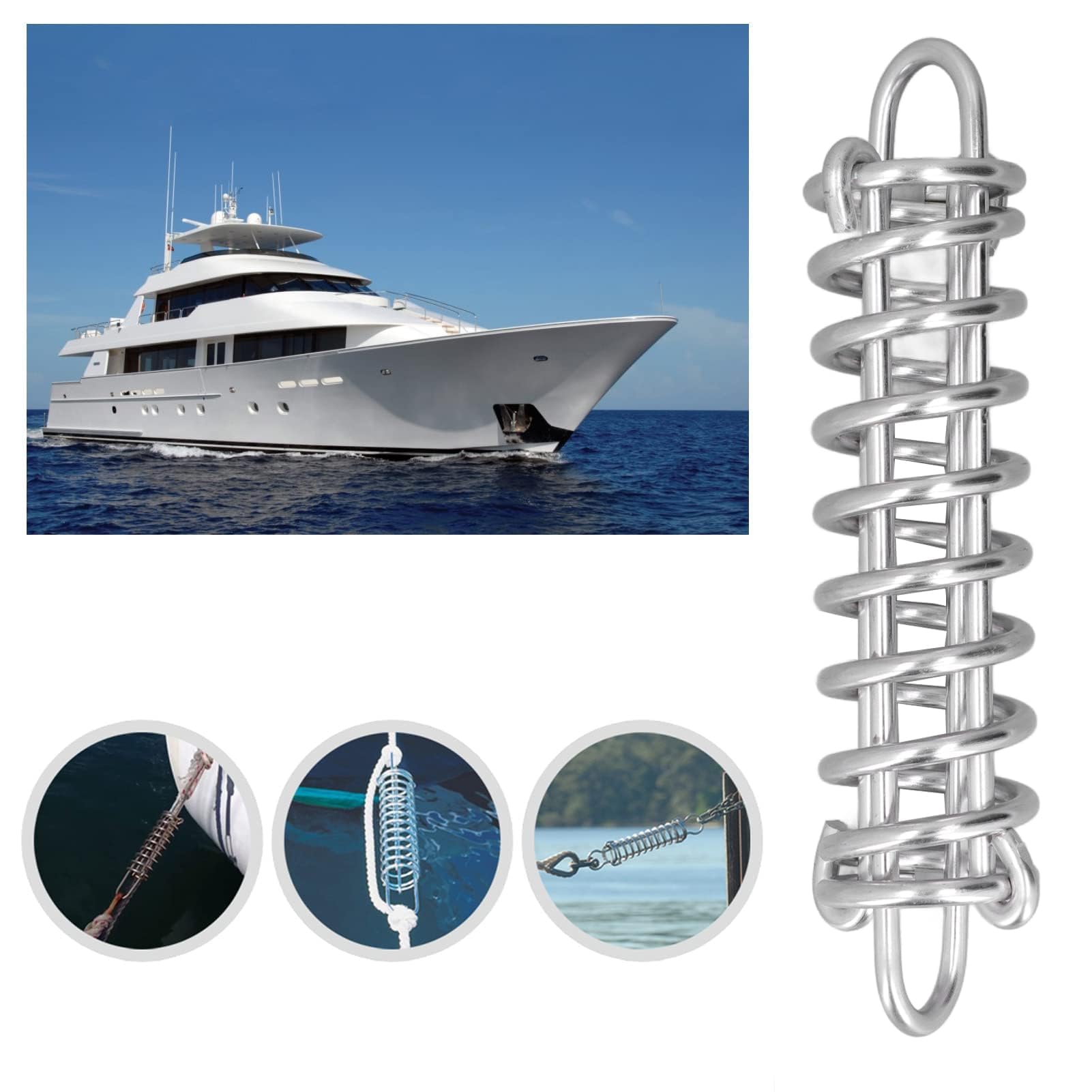 Molla di Ormeggio, Molle di Ormeggio per Ormeggio per Barche a Molla Ammortizzanti in Acciaio Inossidabile 11x405mm per Yacht per Barche