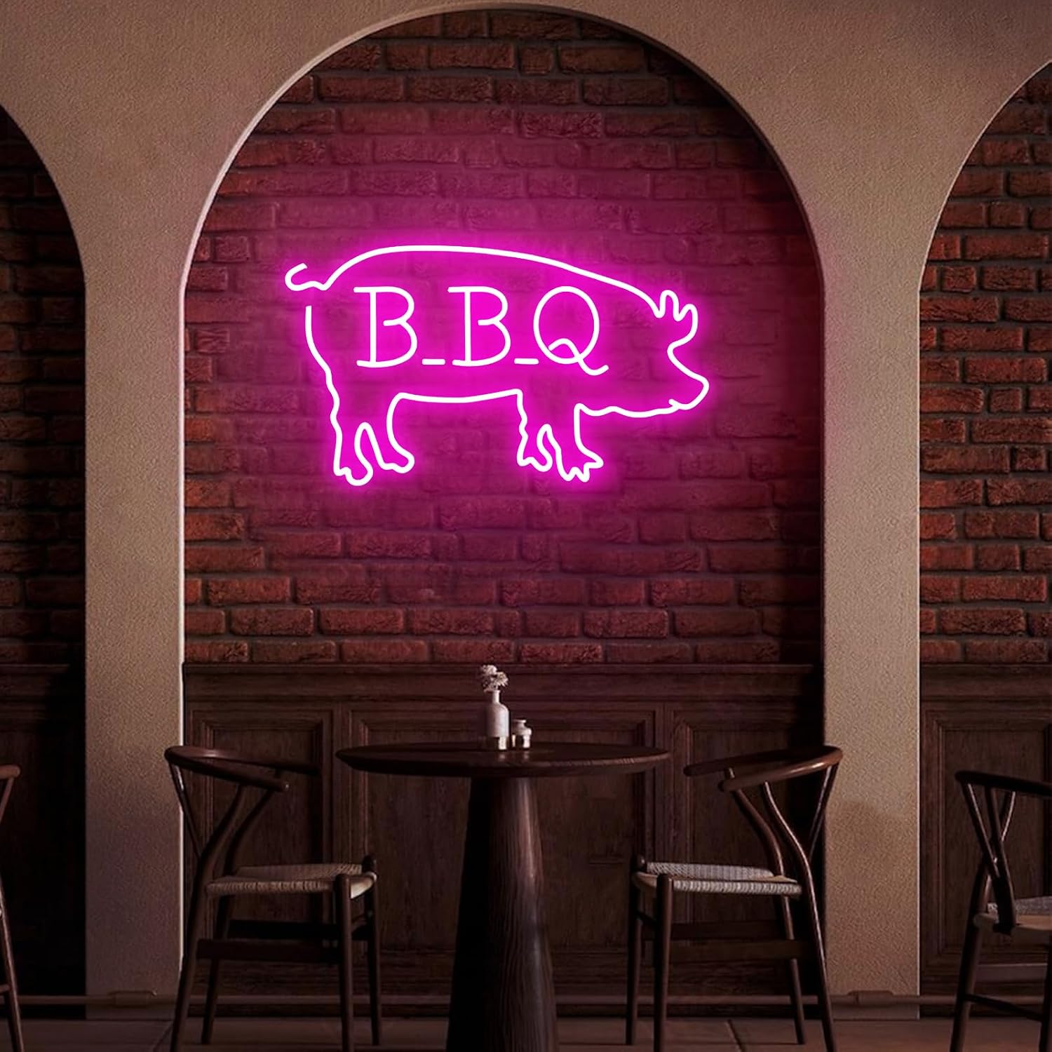 BBQ Pig Neon Sign Led BBQ Light Up Signs Custom Neon Sign Wall Decor for Restaurant Home BBQ Party Size: 20 inches