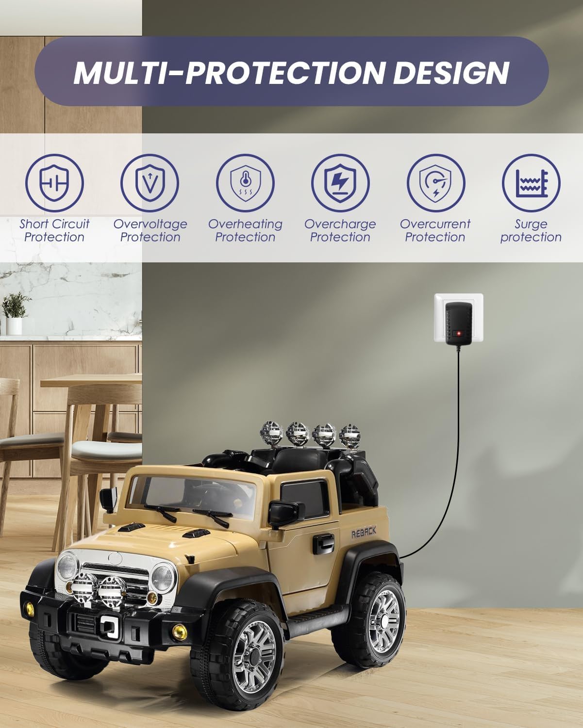 Chargeur Voiture Electrique Enfant 12V 1A 1000MA 1.5 mètre Pour Batterie Moto SUV VTT