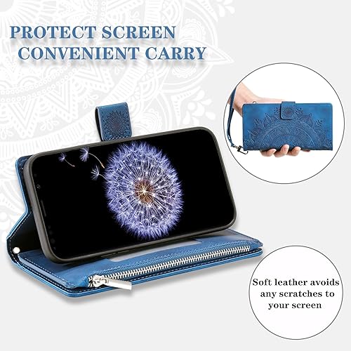 Miniatura 10 de Asuwish Funda de teléfono para Samsung Galaxy S9 Plus con protector de pantalla de vidrio templado y correa para la muñeca Mandala Flower Flip