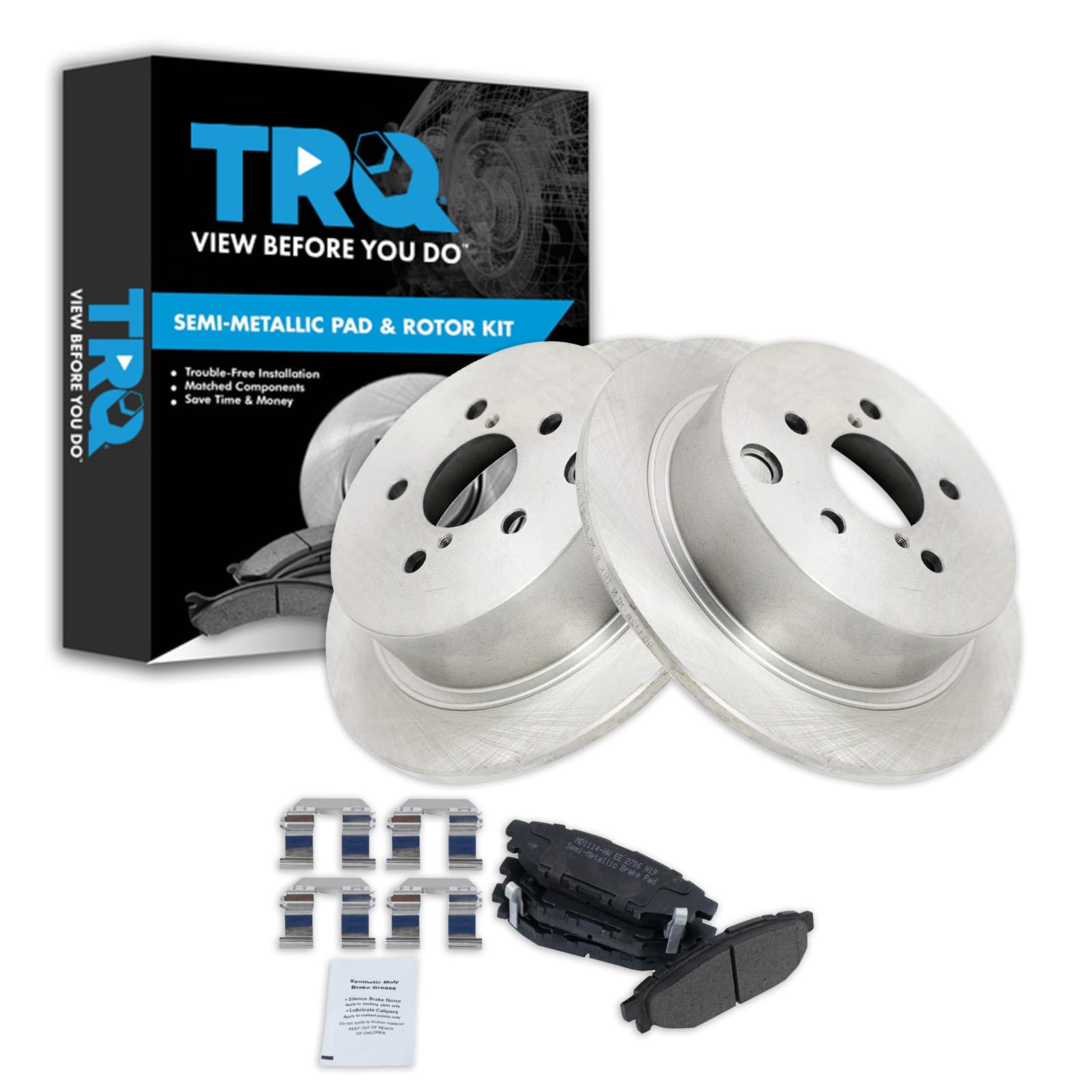 TRQ Rear Brake Pad and Rotor Set Semi Metallic