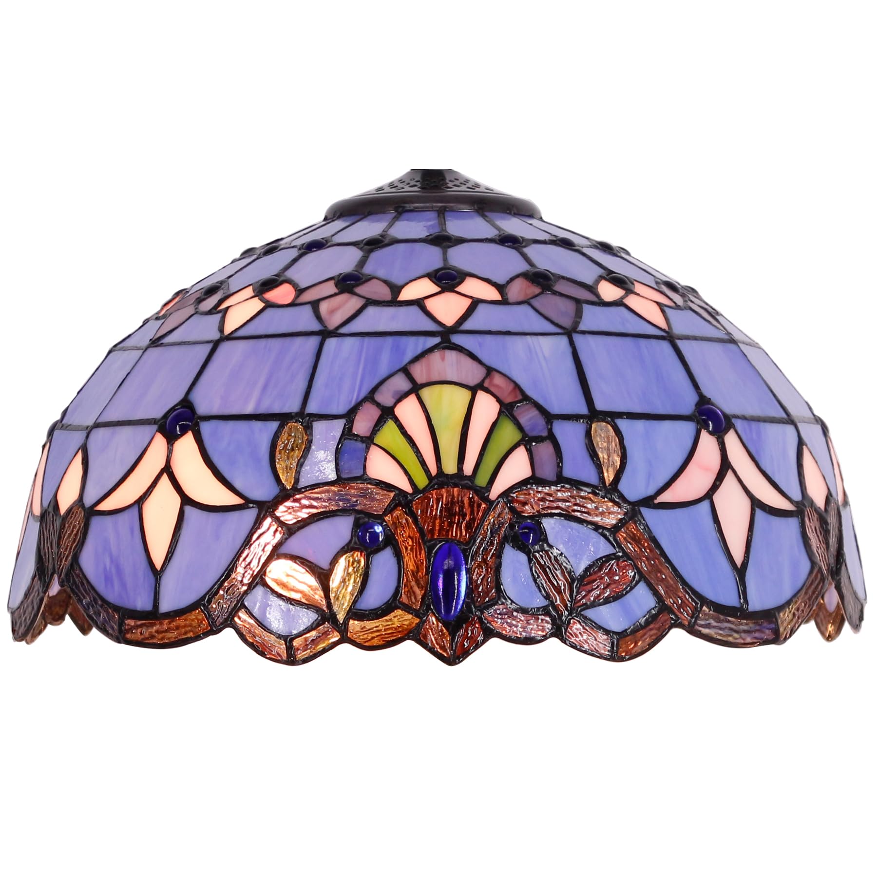 16 Inch Tiffany Stained Glass Lamp Shade Replacement Only(Blue Baroque)