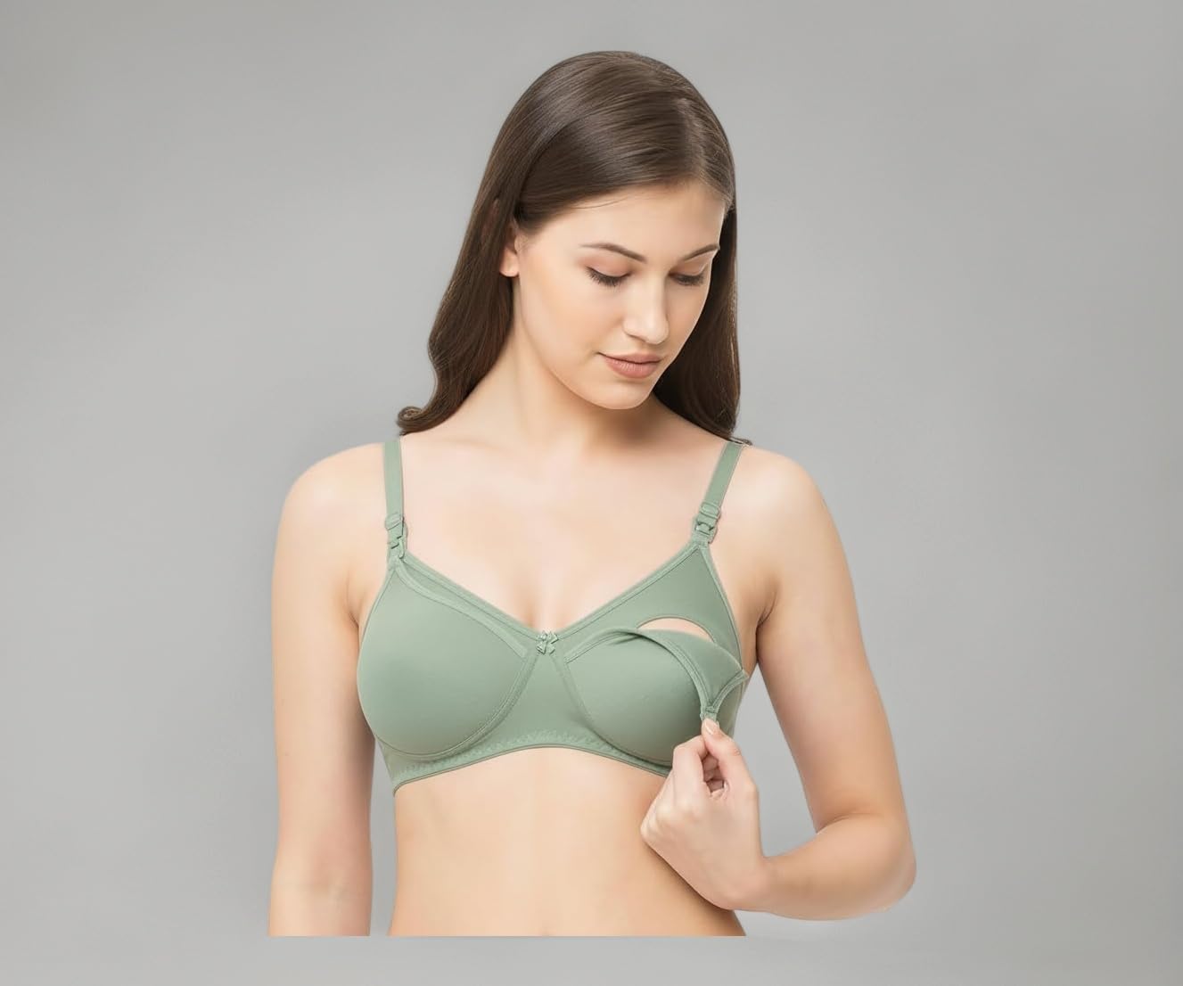 Women's Nursing Bra, Full Coverage, Seamless Cups, Easy Clasp Opening, Cotton-Rich, Anti-Slip Straps, Pink