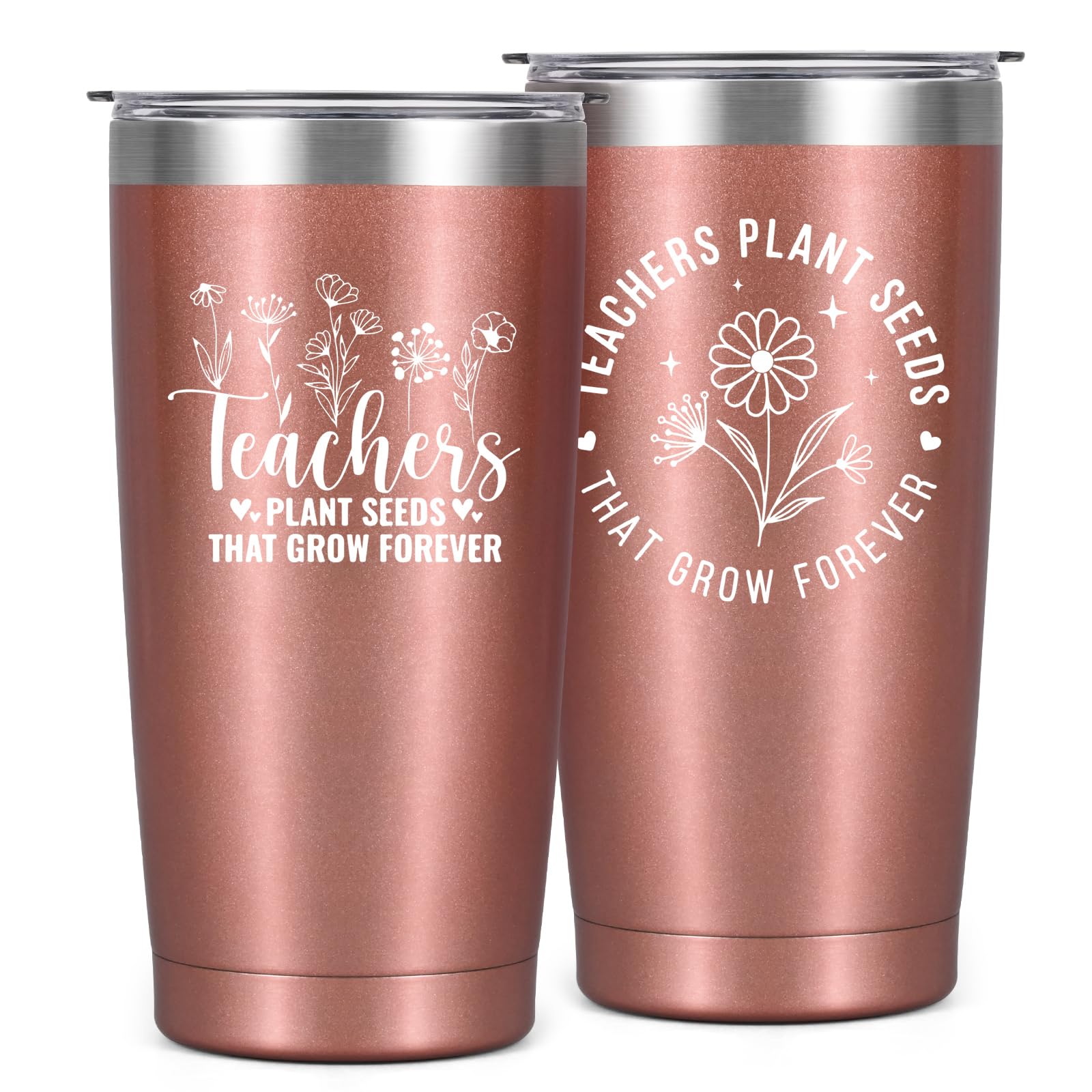 Livole Nursery Teacher Gifts, Teachers Plant Seeds That Grow Forever, Thank You Teacher Gifts, End of The Term Presents for Teachers Women, 20oz Thermal Coffee Mug, 600ml Vacuum Drinking Glasses
