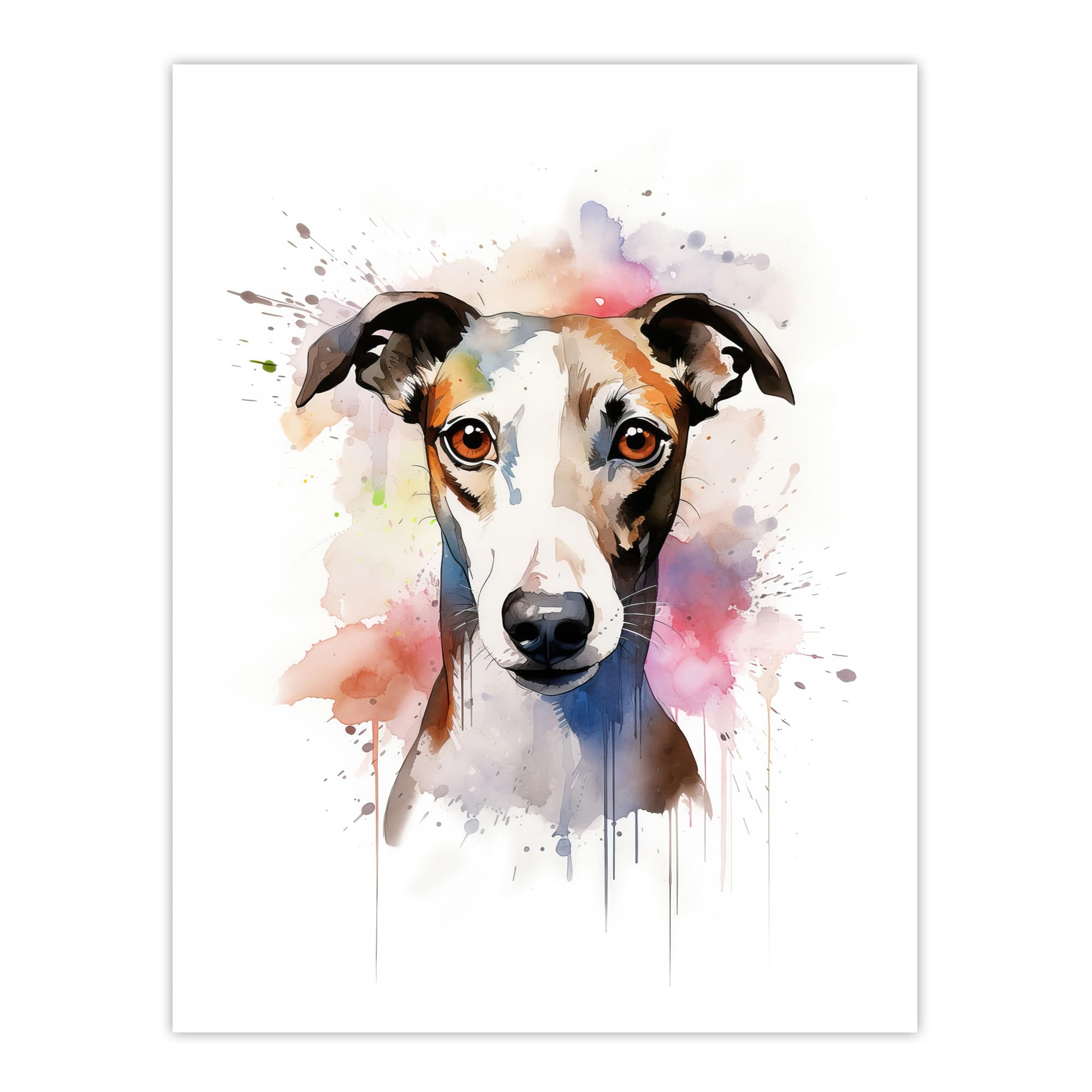 Artery8 Whippet Lovers Gift Watercolour Pet Portrait Painting Artwork Large Wall Art Poster Print Thick Paper 18X24 Inch