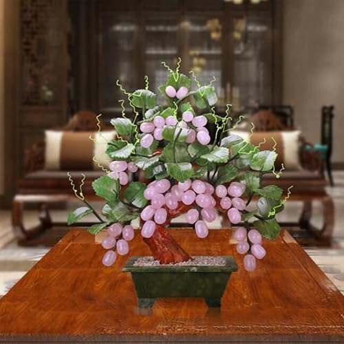 Miniatura 6 de QQXX Árbol de cristal, árbol del dinero hecho a mano, árbol de dinero de la fortuna de jade de vid de uva, decoraciones de cristal para el hogar,