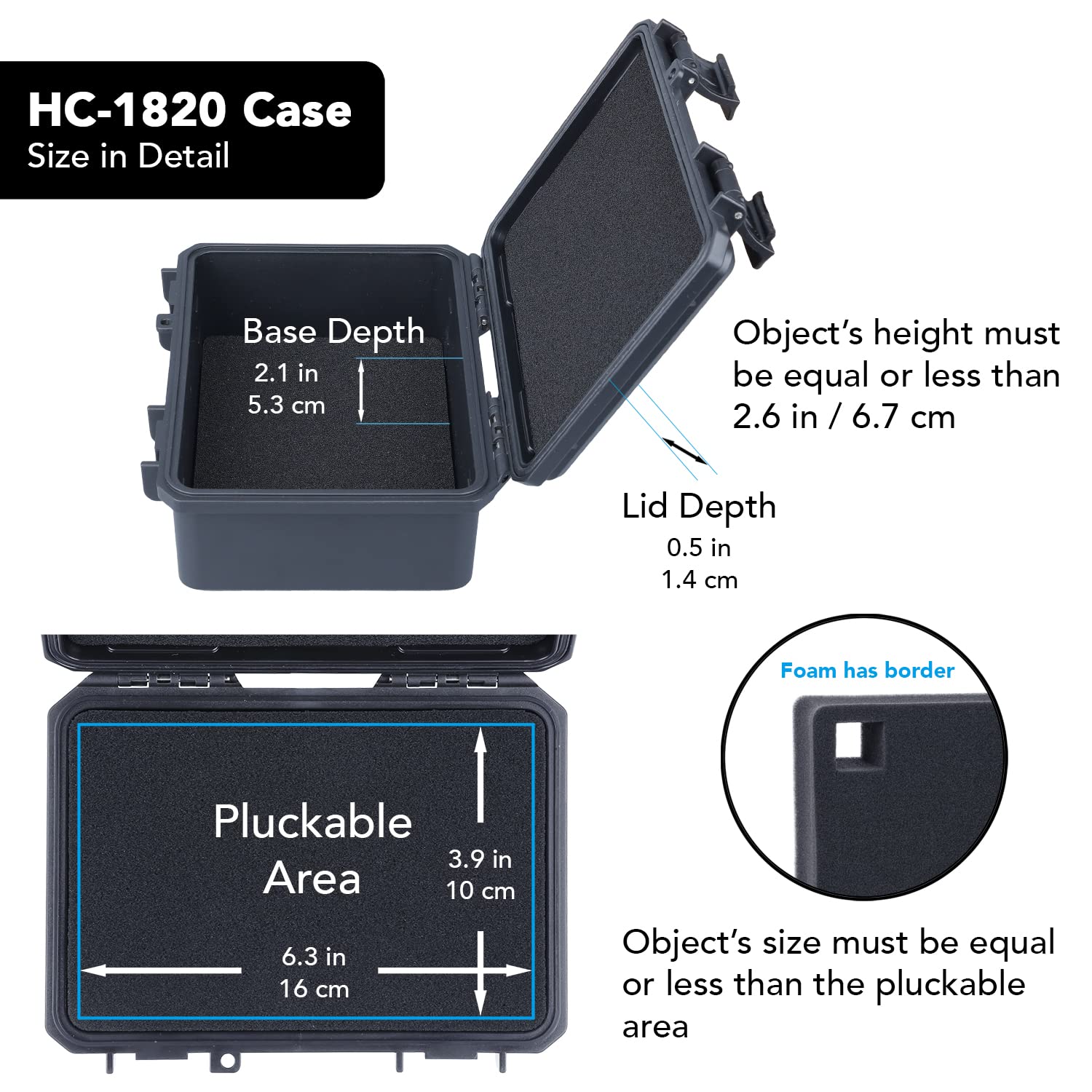 Amazon.com: Lykus HC-1820 Mini Hard Case Dry Box with Foam Insert
