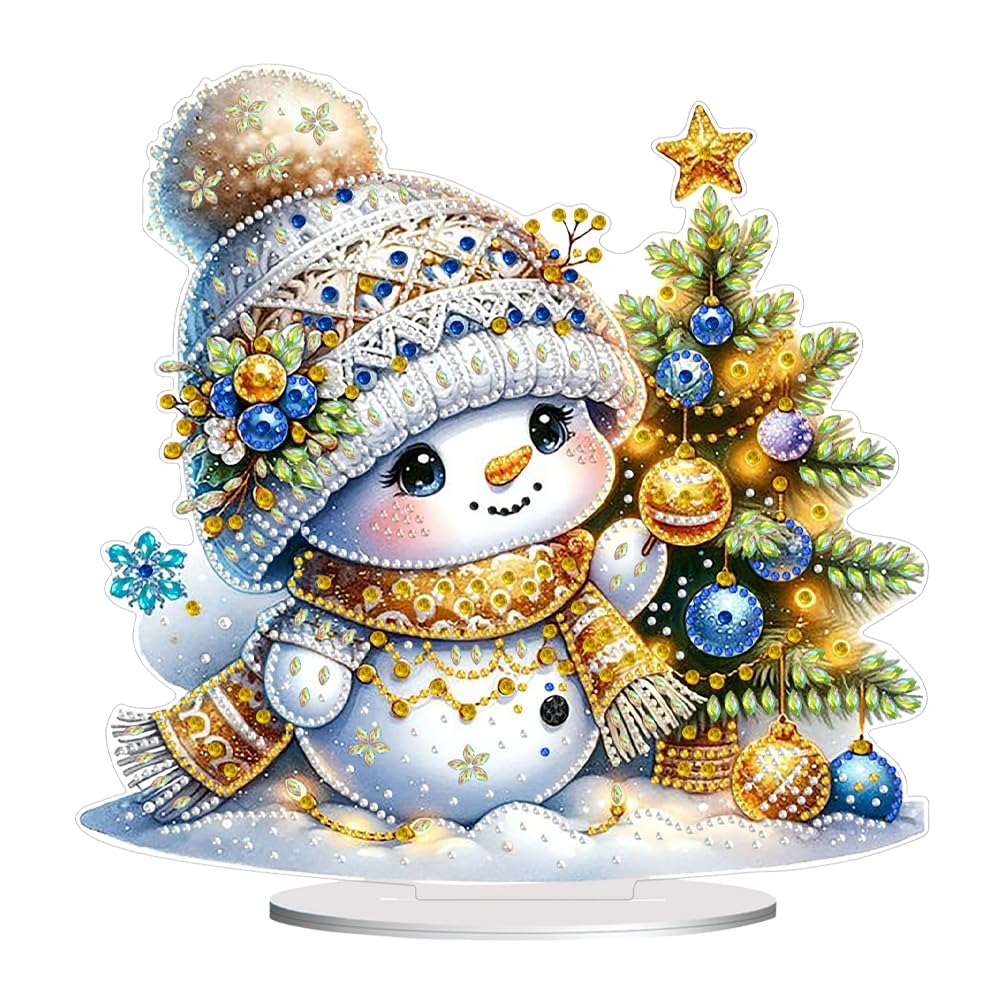 Generisch DIY Diamond Painting Christmas Table Snowman Standing Art Set - Ornaments and Decoration Gift for House