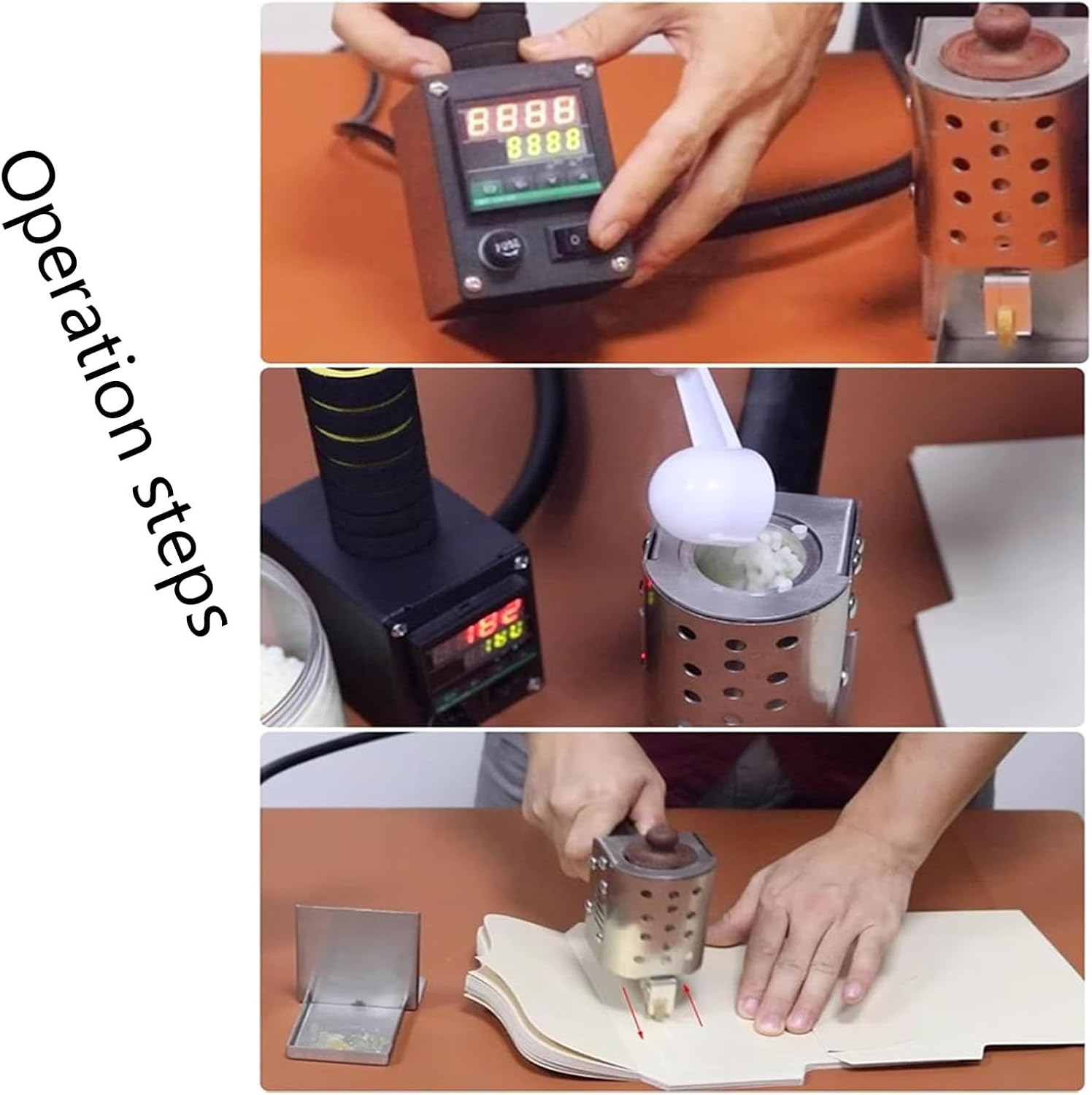 150W Hot Melt Glue Roller Dispenser, Commercial Gluing Machine with 50ml Tank for Fabric Packaging Leather Bonding, Adjustable Temp (3mm)