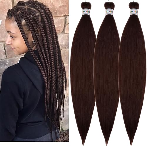 Extensiones de cabello estirado de fibra Kanekalon para trenzar, color marrón chocolate