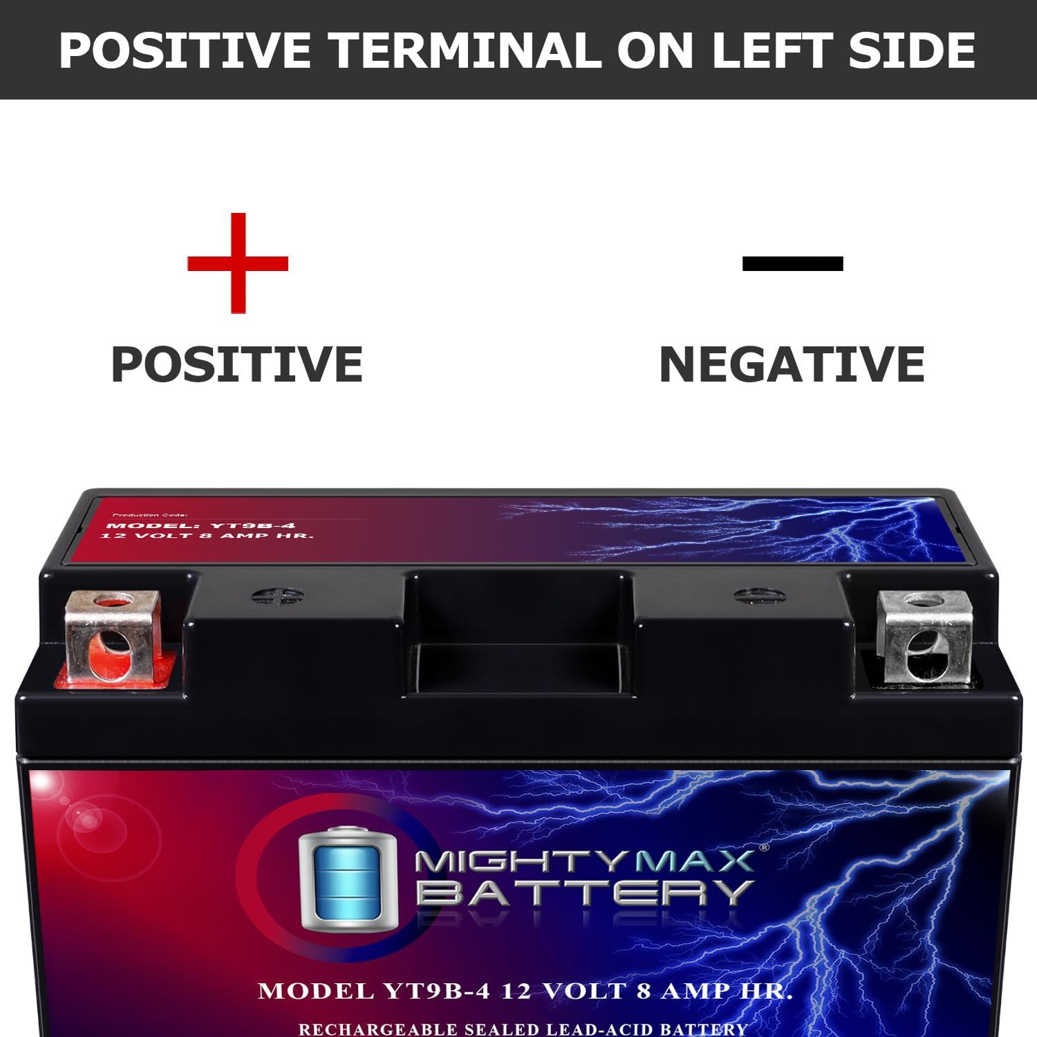 Mighty Max Battery YT9B-4 12V, 8Ah, AGM, Replacement Battery Compatible with Yamaha 700 Raptor 700, R, R SE 06-23