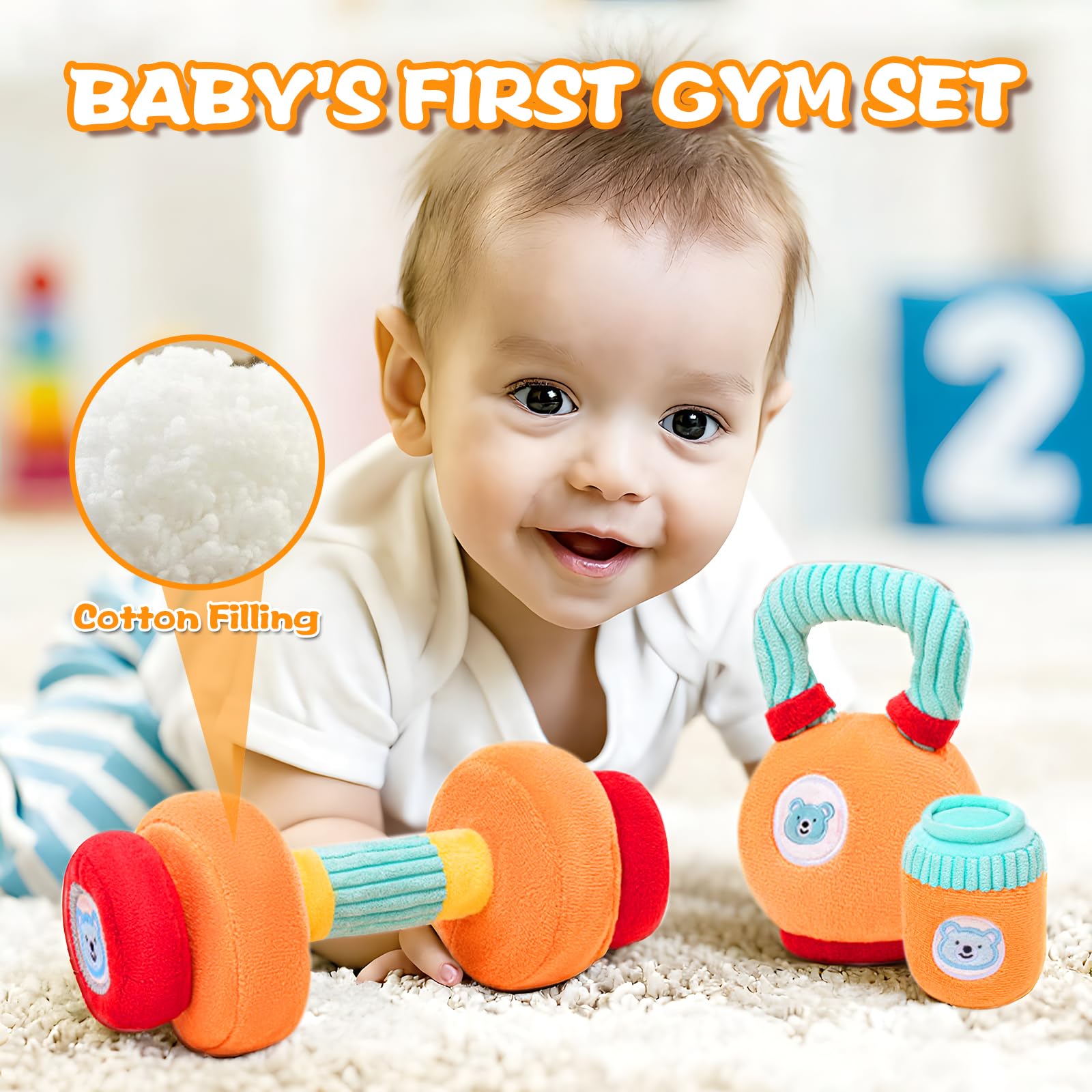 Set Peluche Kettlebell – Giocattolo Morbido A Forma Di Manubrio, Cuscino Strutturato Per Bambini, Regalo Educativo Per Piccoli Appassionati Di Fitness