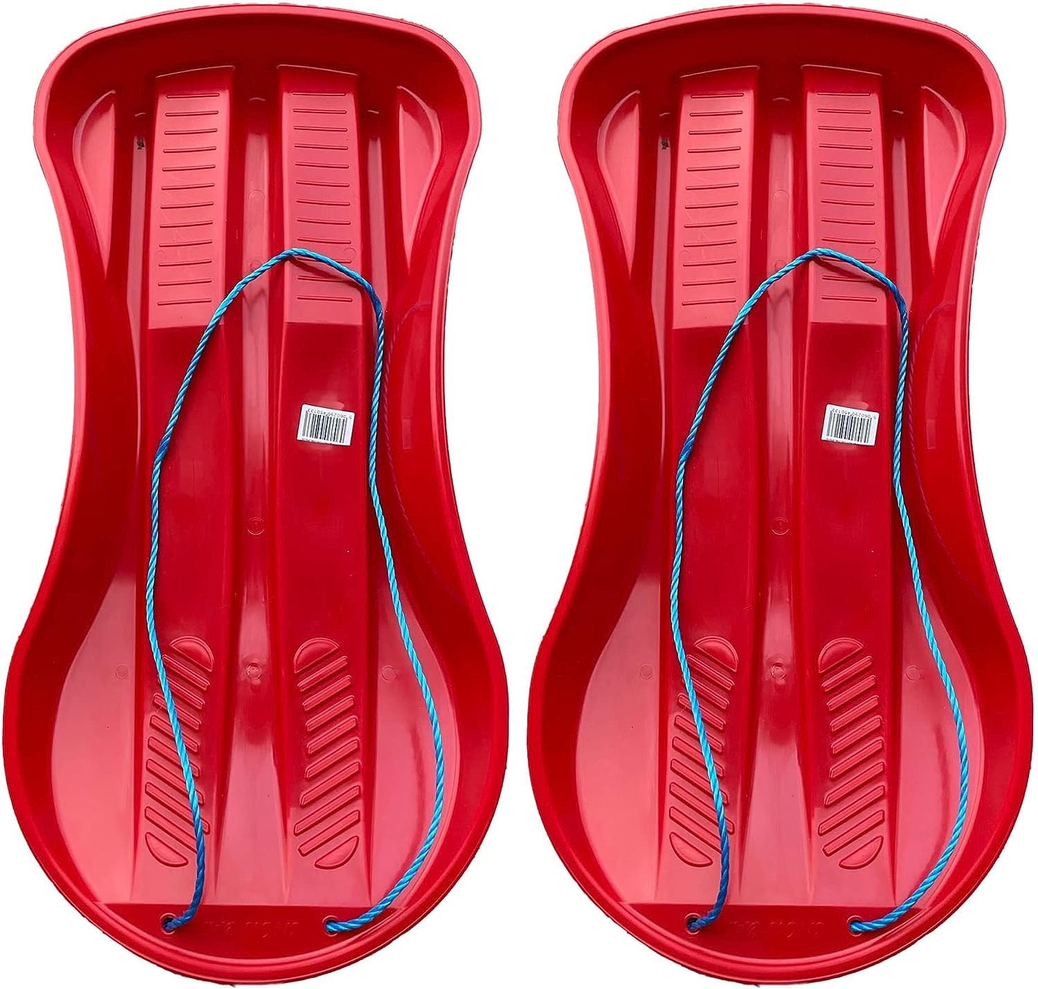 OptiProducts 2 x Kids Heavy Duty Red Large Adults Kids Children Snow Sledges Toboggan Sledge Rope Sled Play Snow Ice