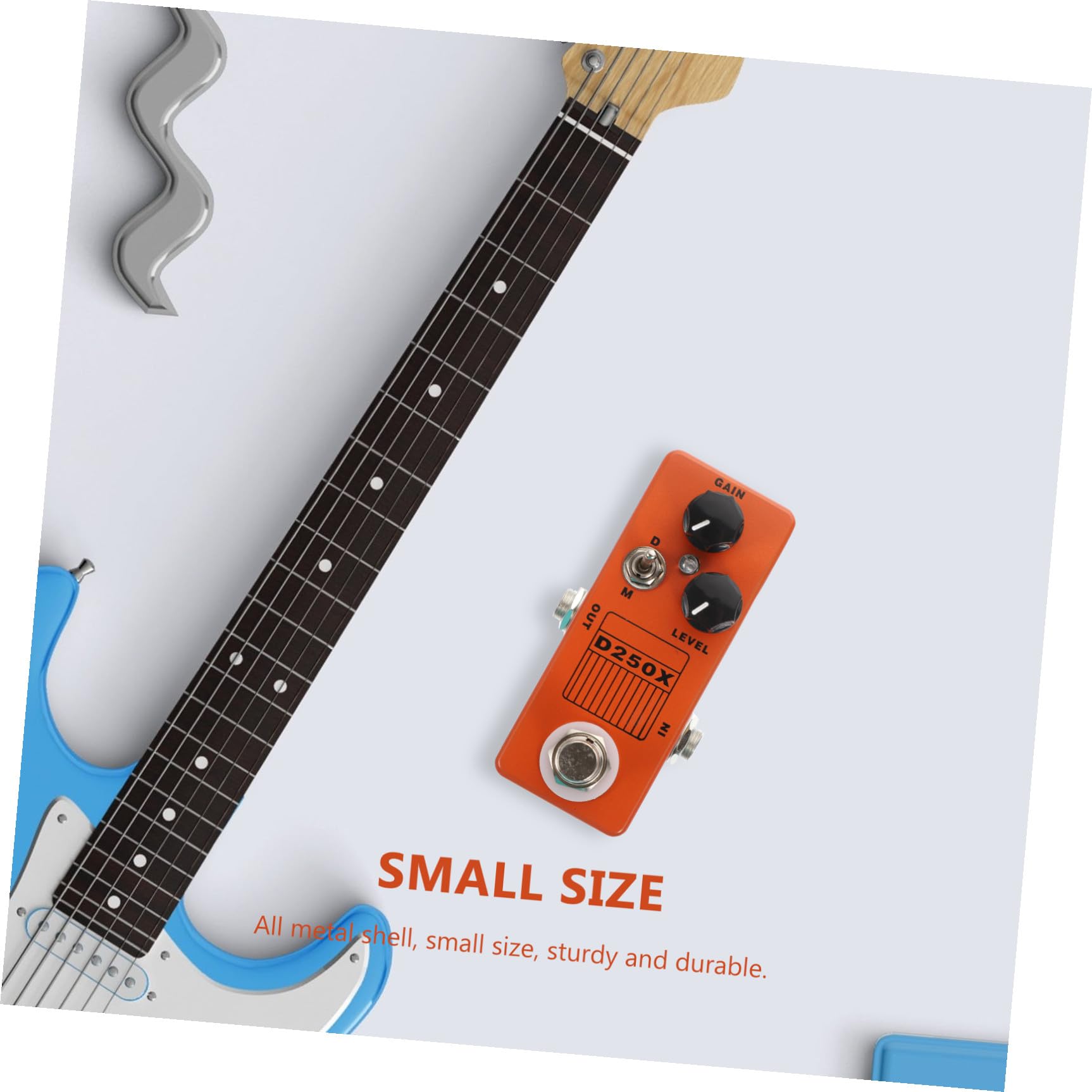 Pedale Effetto Distorsione per Chitarra Elettrica Arancione in Metallo True Bypass e Facile Sostituzione, per Pedalboard Musicale