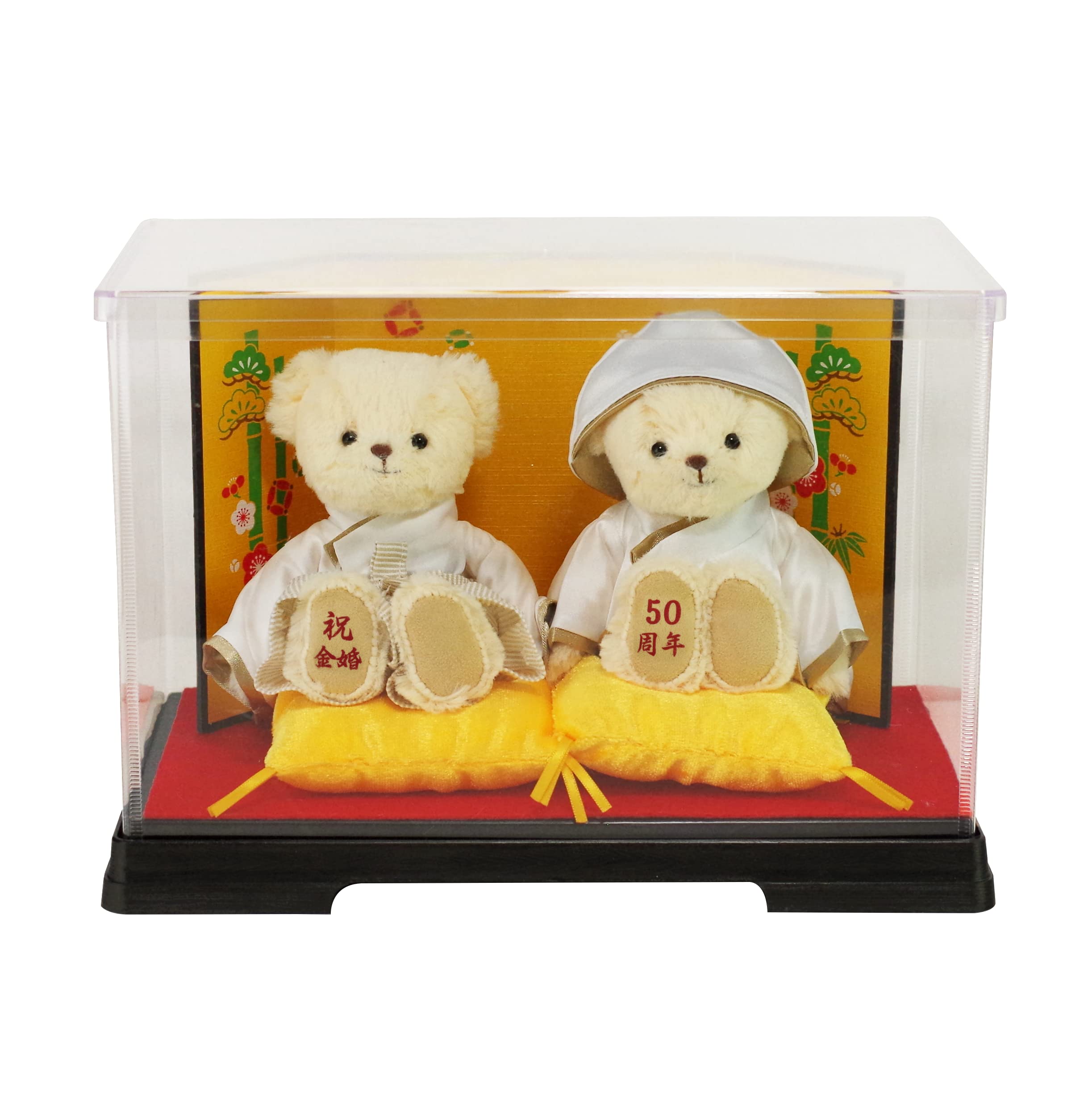 Amazon.co.jp: 【プティルウ】金婚式ベア 12cm 4S サイズ (金屏風