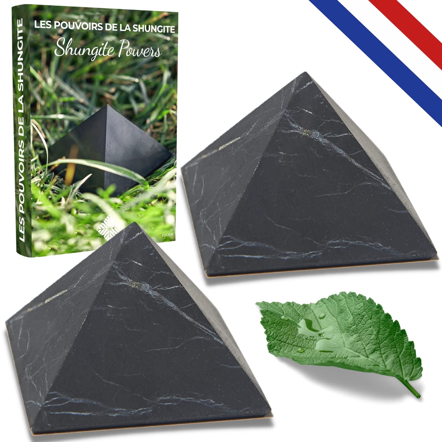 Pyramides de shungite protection ondes et pierre énergétique naturelle x2