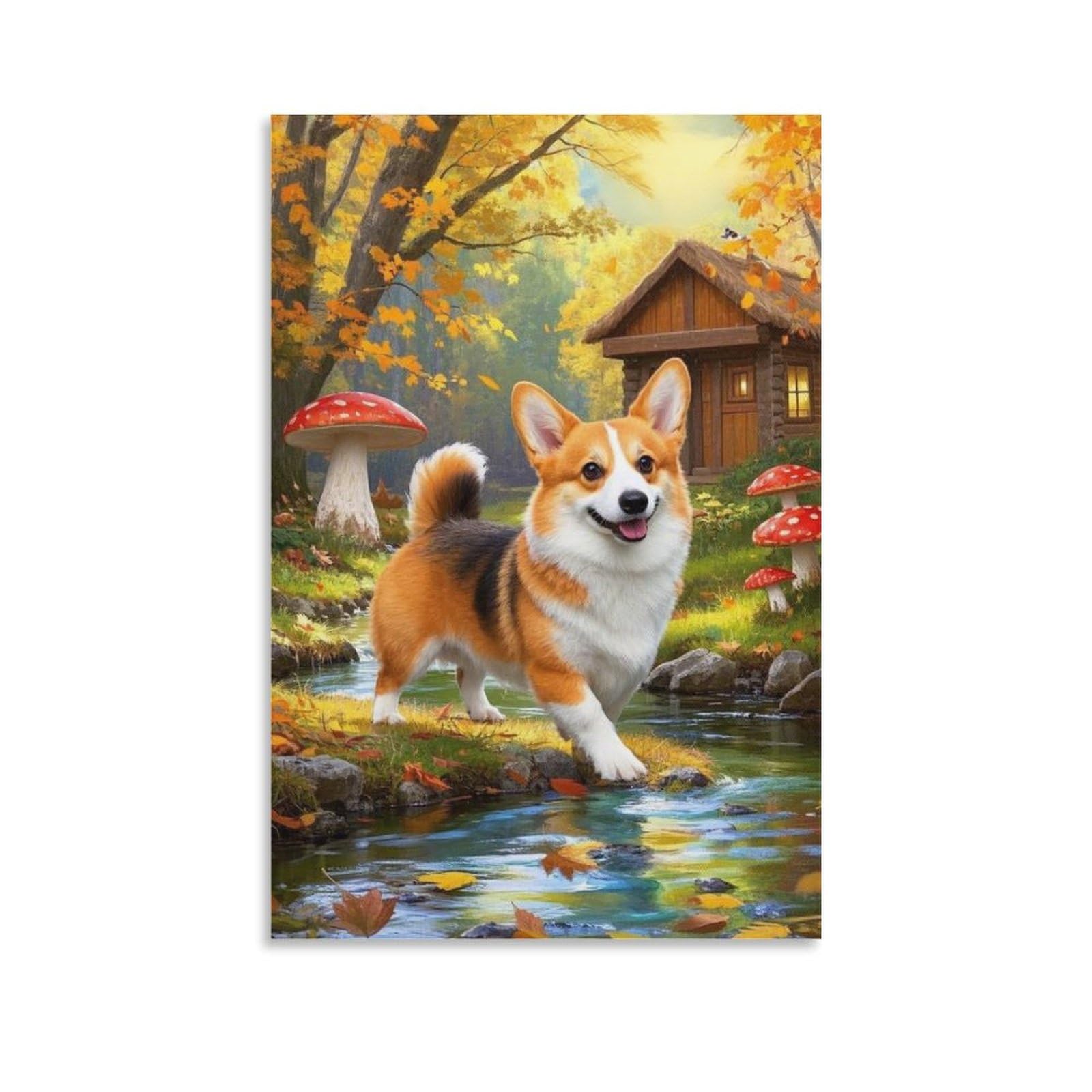Cuadro en lienzo de Corgi 50x75cm para decorar paredes de salon y dormitorio 6