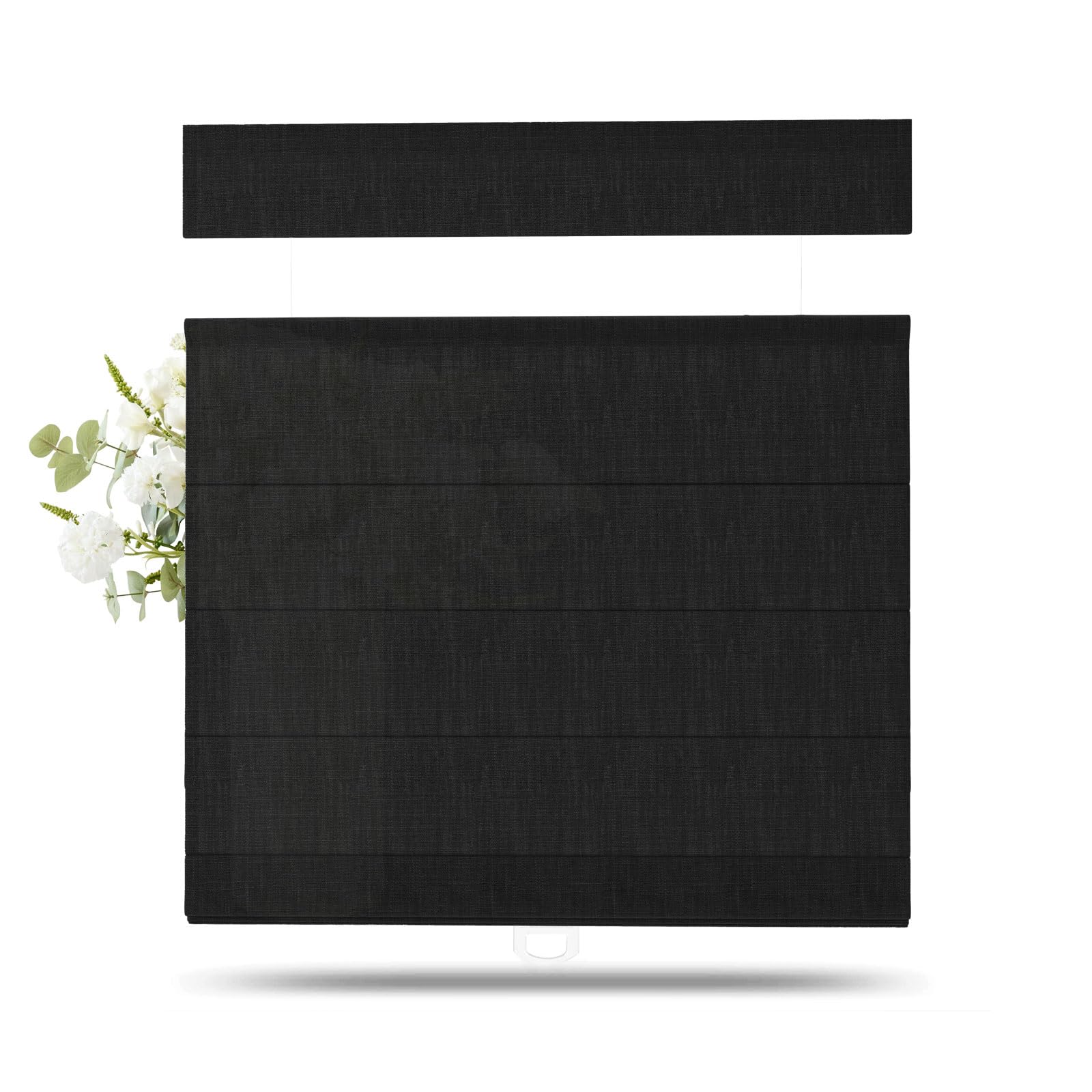 TWOPAGES Liz Linen Top Down Bottom Up Roman Shades for Windows, Black