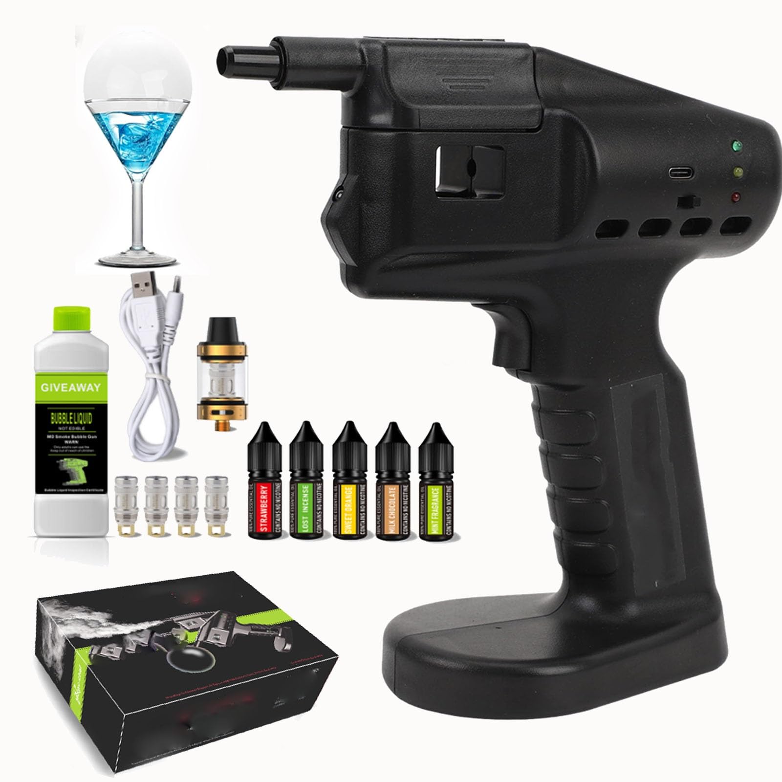 Cocktail-Bubble-Maker-Set, Whiskey-Raucher, leicht und tragbar, for Cocktails, USB-Aufladung, Keine offene Flamme erforderlich, Getränke