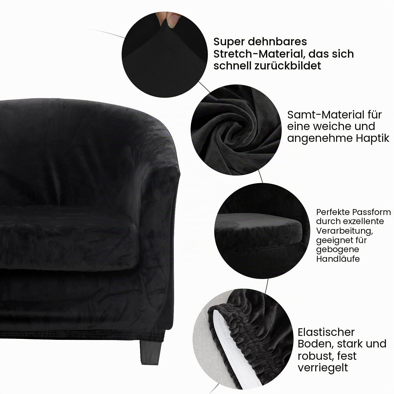 TOPCHANCES Sesselschoner Sesselhusse Sesselüberwürfe,Ausziehbar Elastisch Sessel Velours Sesselbezug mit Armlehnen für Cafe Stuhl Clubsessel Loungesessel Cocktailsessel