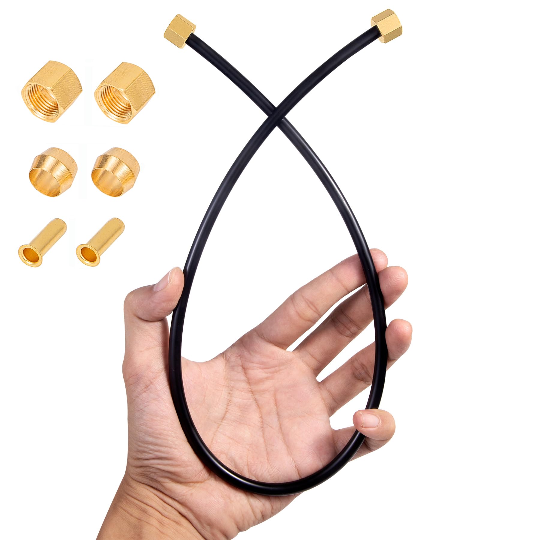 1/4inch Air Compressor Unloader Tube Kit,Compatible Air Compressor Tube Unloader Hose 15",Contains ferrule/inserts/nuts