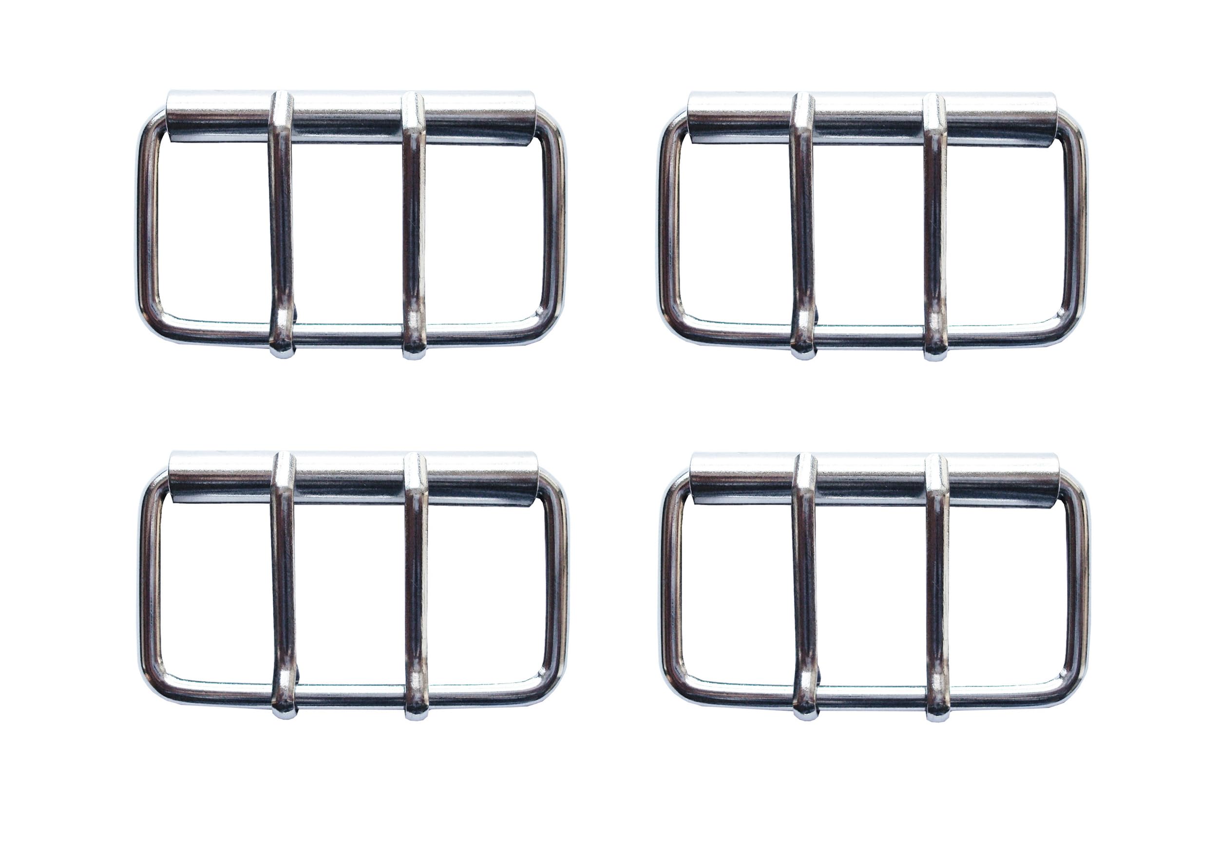 KNIFIUS 4 Stück 60mm Sliver Metall Großer Ring Doppelzange Schnallen, Doppelnadel Rolle Gürtel Schnallen für 6cm breitere Lederkraft Gurte Band Kleidung Zubehör
