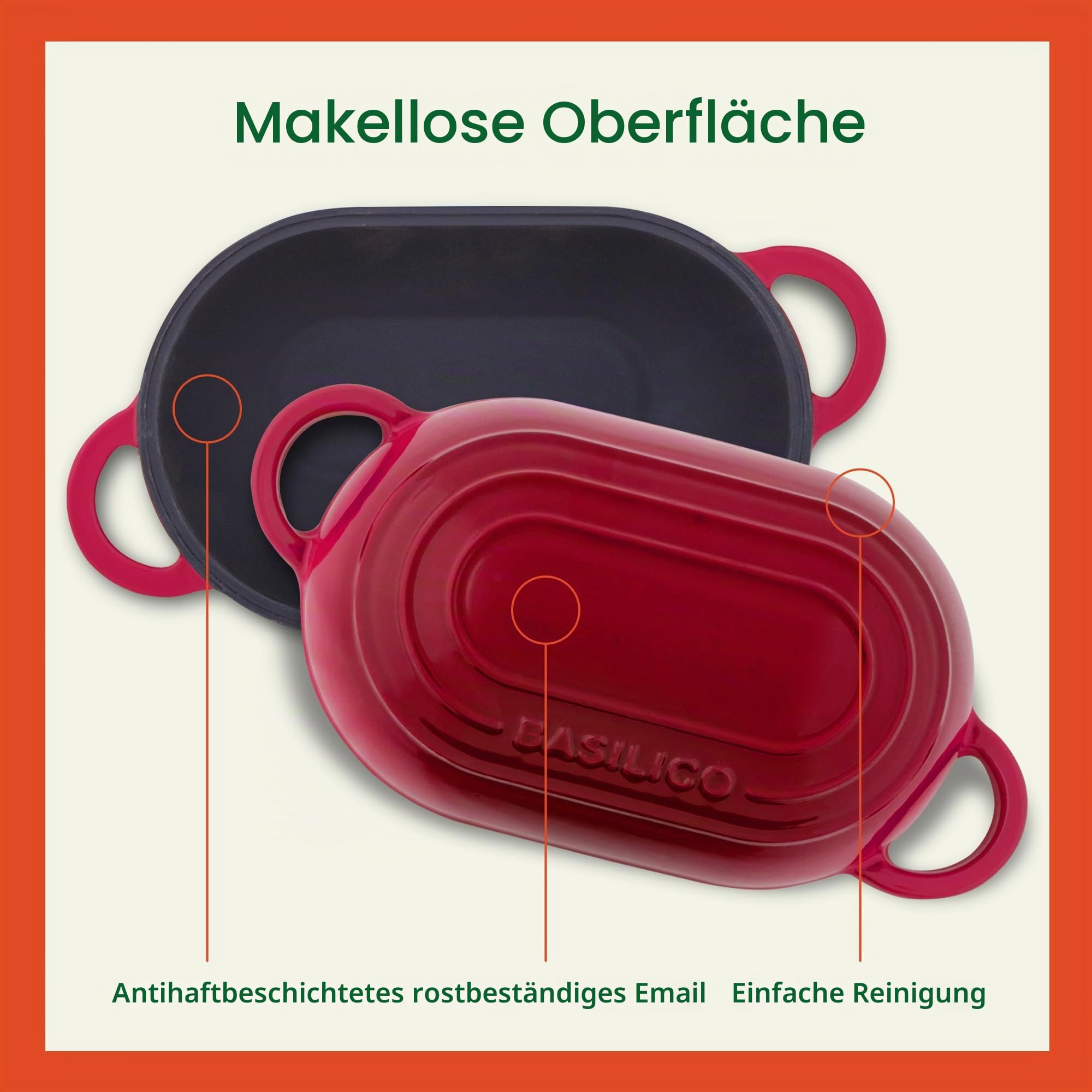 Emaillierter Gusseisen-Brotbackofen (Rot), Antihaft-Einzellaib-Guss-Brotpfanne mit Deckel, Einfacher Selbstgemachter Sauerteig-Dutch Oven mit Deckel, Ofenfeste Handwerker Brotbackform, Gusseisen