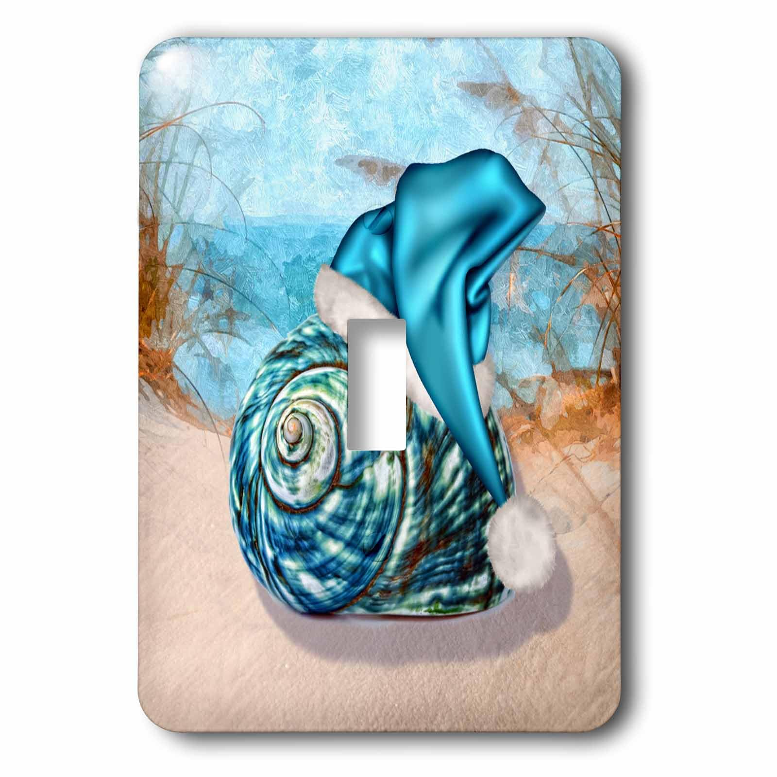 Chapeau de Père Noël à bascule bleu avec coquillages déco bord de mer 3dRose lsp_203017_1