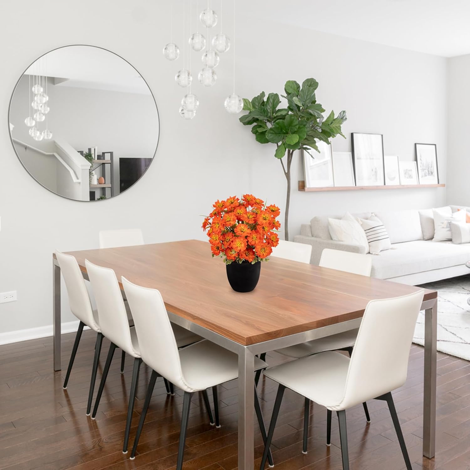 DILATATA Orange Poppy Artificial Flowers in Pot 12 Inch Fake Flowers Silk Poppies Arrangement Faux Plant Flower Decor for Spring Home Decor Table Centerpiece Garden Porch Window - Orange - Image 6