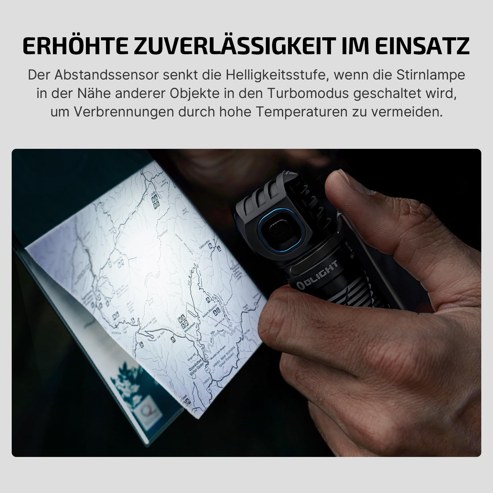 OLIGHT Perun 3 LED Stirnlampe Wiederaufladbar, Superhell 3000 Lumen Kopflampe mit 7 Lichtmodi, Sensor, Rotlicht und Stirnband, IP68 Wasserdichte Mini Headlampe für Campen, Angeln, Jagd Schwarz