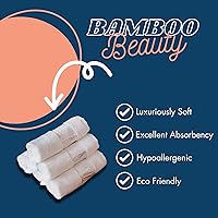 Vista 2 de Juego de 6 paños de lavado de lujo para tu cara de viscosa de bambú y algodón turco, paños blancos