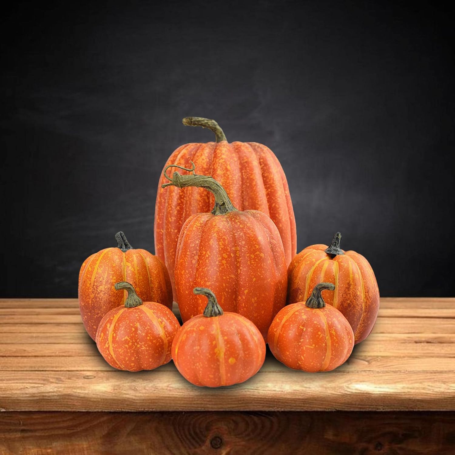 3x7x Artificial Pumpkins Bulk Faux Harvest for Fall Wedding Centerpiece Orange