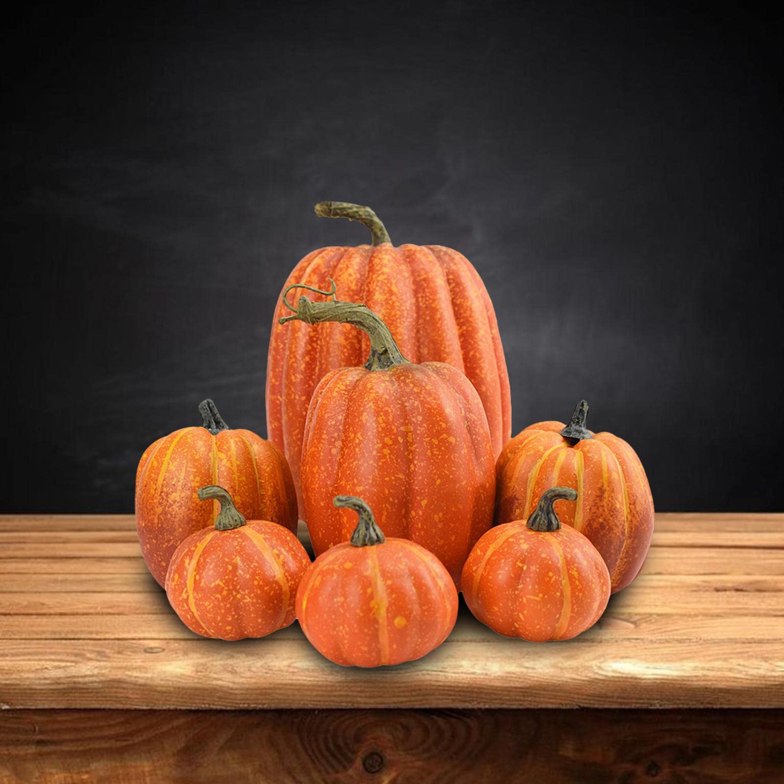 misppro 3x7x Zucche artificiali Bulk Faux Raccolto per Centrotavola Matrimonio Autunno Arancione