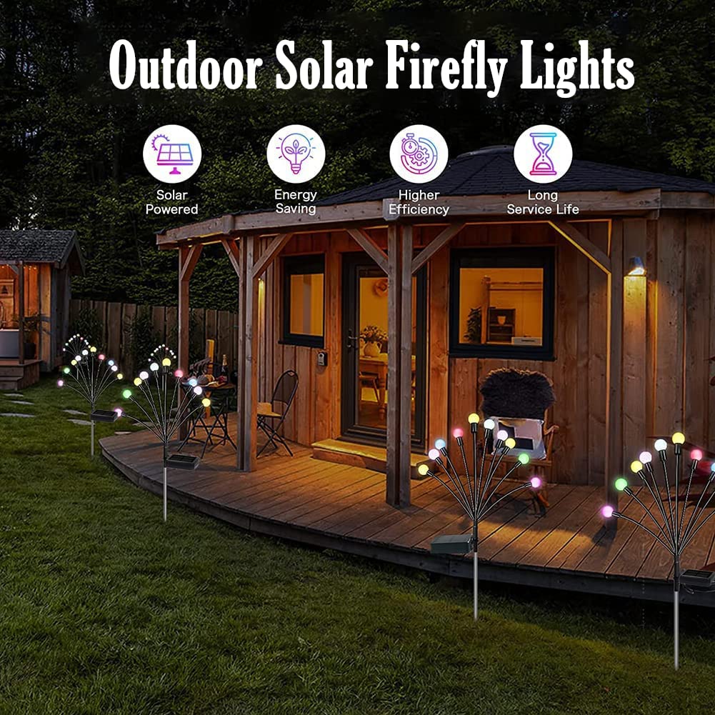 Gartenleuchten Solar Glühwürmchen Leuchte 4 Stück mit 40 Kugeln,Solarleuchten für Außen Garten,Solarlampen mit Farbiges Licht für Wege Rasenflächen Gartendeko Weihnachtsdeko