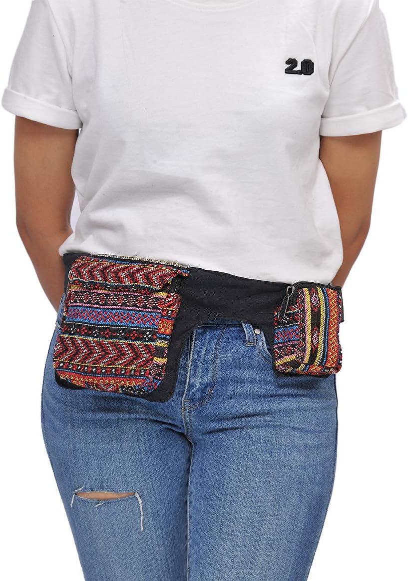 The Collection Royal Handmade Festival Multi-Pocket Waistpack Boho Hippie Waist Bag Hip Bum Running Belt Fanny Pack Travel Utility Belt