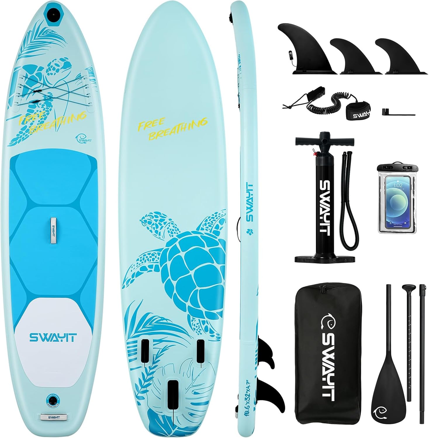 Inflatable Stand Up Paddle Board  Durable SUP for Adults & Youth,33" Wide Blow Up Paddle Board with Paddle, Pump, Backpack,Leash  All Around Stable for All Skill Levels, Carries up to 450 lbs