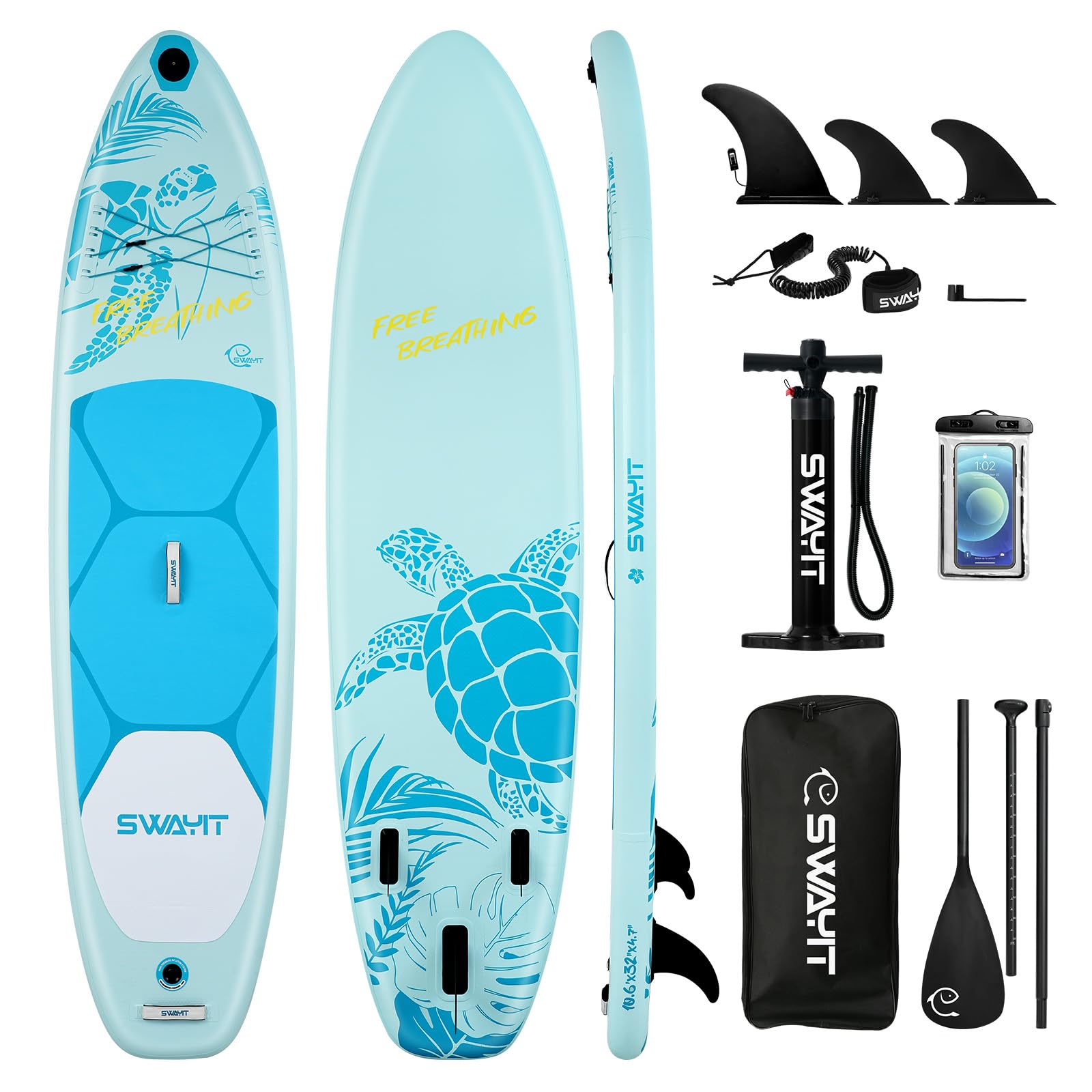Inflatable Stand Up Paddle Board – Durable SUP for Adults & Youth,33" Wide Blow Up Paddle Board with Paddle, Pump, Backpack,Leash – All Around Stable for All Skill Levels, Carries up to 450 lbs