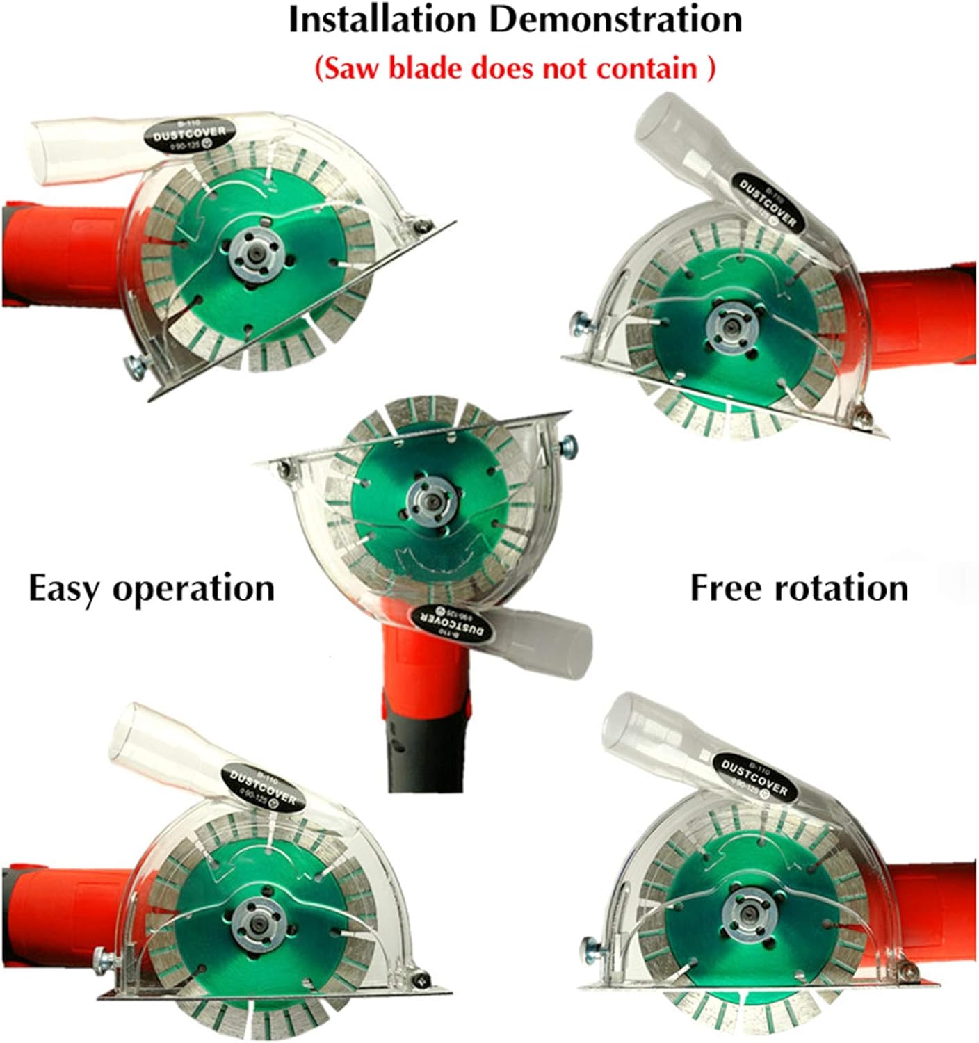 LICHIFIT Clear Cutting Dust Shroud for 4” / 5” Hand Angle Grinder and 3”/4”/5” saw blades, Transparent Grinding Cover Guard Angle Grinder Dust Collection Cover Attachment