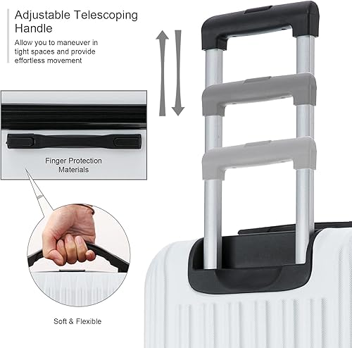 Miniatura 7 de 4 piezas equipaje conjuntos ligero ABS durable maleta Spinner ruedas Hardshell viaje maletas, Blanco leche, Equipaje ligero e impermeable con rueda