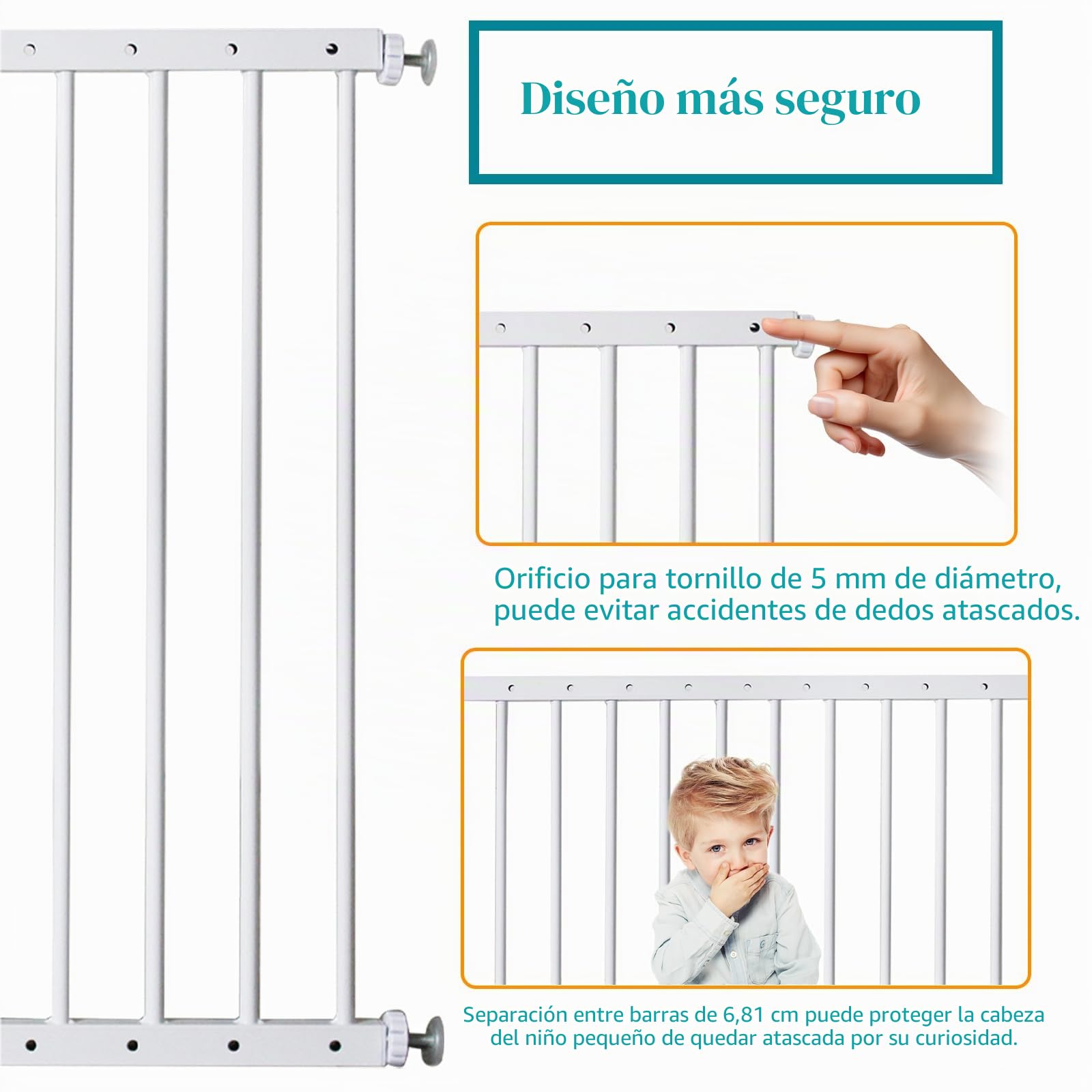 Protectores de seguridad para ventanas para niños pequeños, barra de seguridad ajustable de 33 a 61.4 pulgadas de ancho, protector de seguridad para niños que evita caídas accidentales (blanco, 2